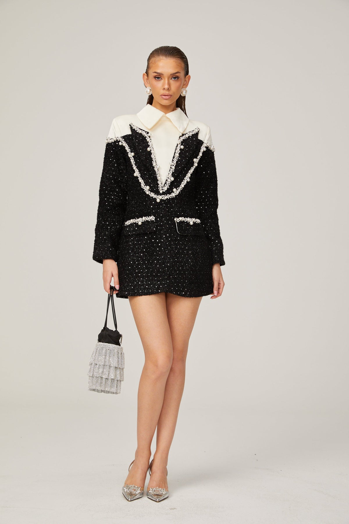 Éléonore faux-pearl tweed mini dress (Final Sale)
