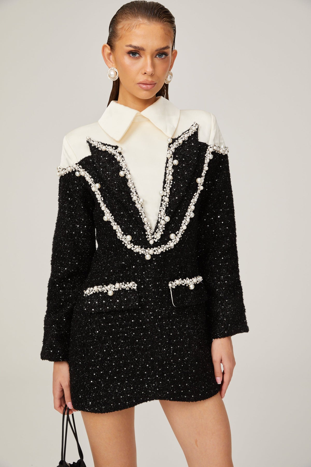 Éléonore faux-pearl tweed mini dress (Final Sale)
