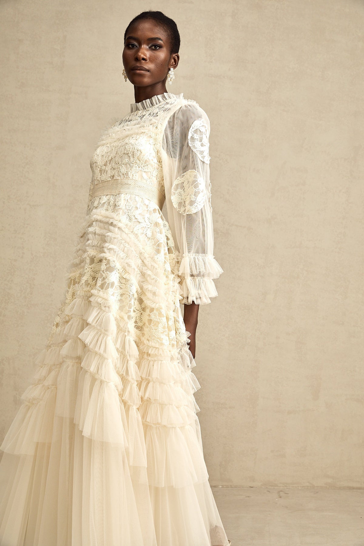 Capucine floral-embroidered layered tulle maxi dress