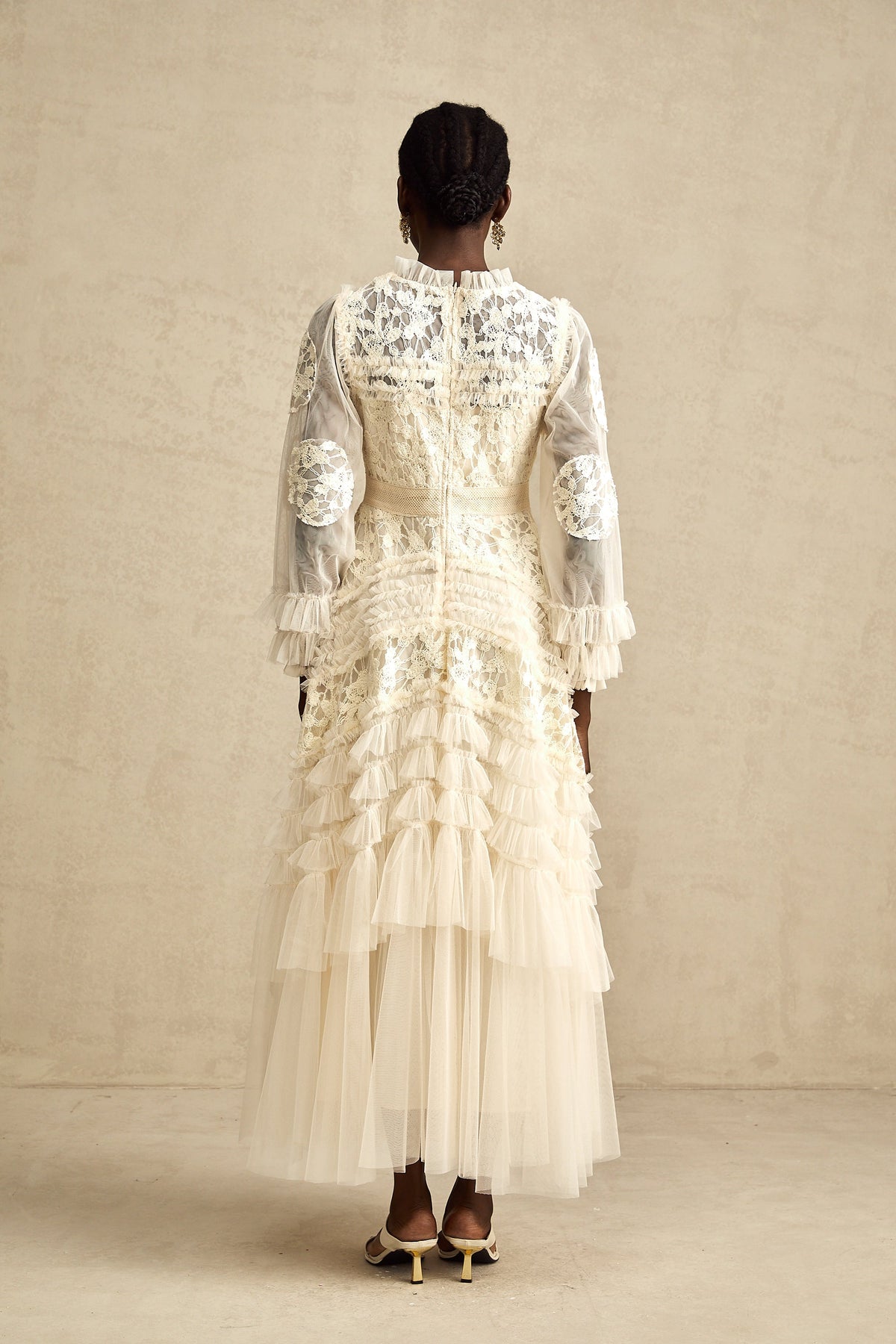 Capucine floral-embroidered layered tulle maxi dress