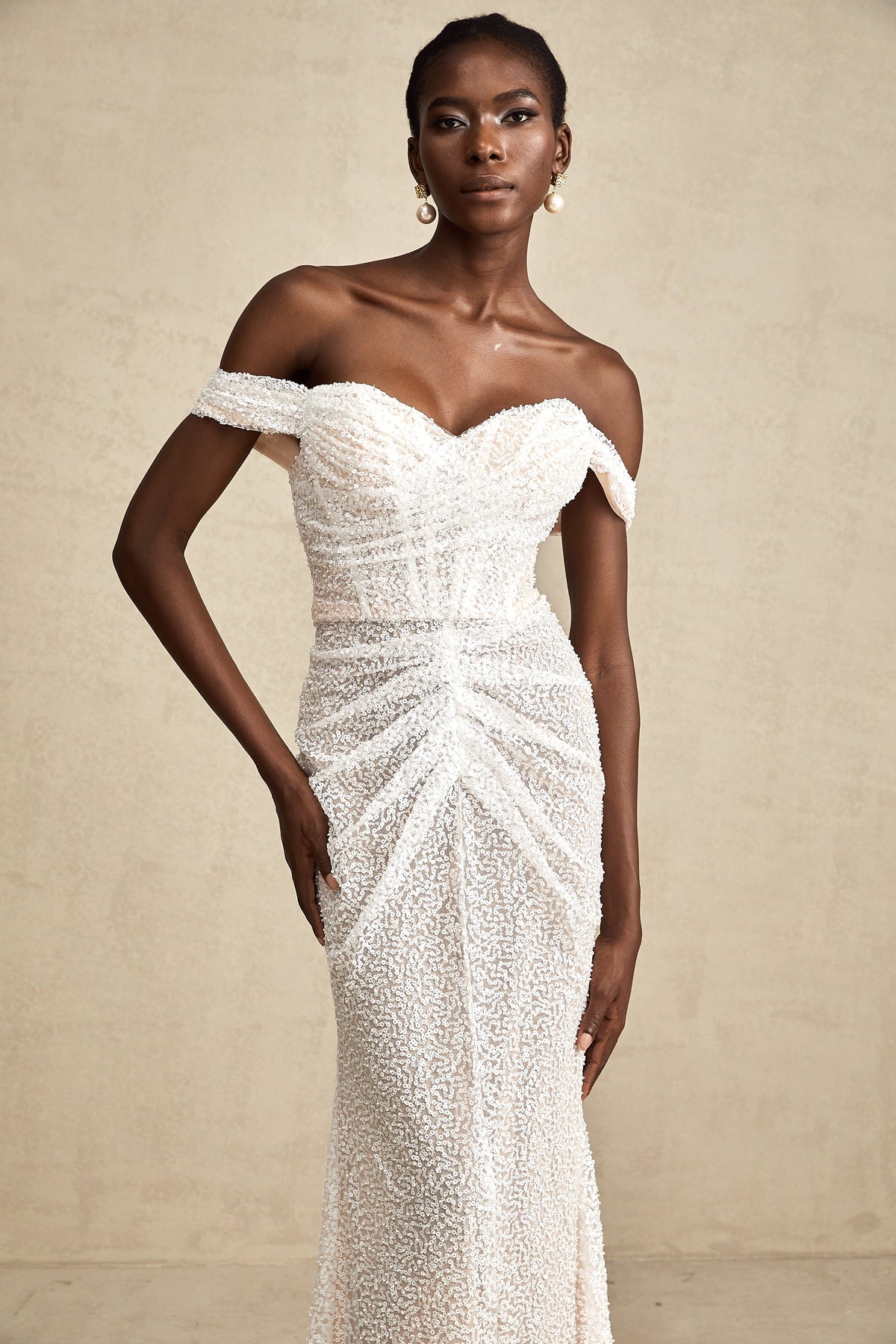 Margot white embellished off-shoulder maxi dress (Final Sale-US Only)