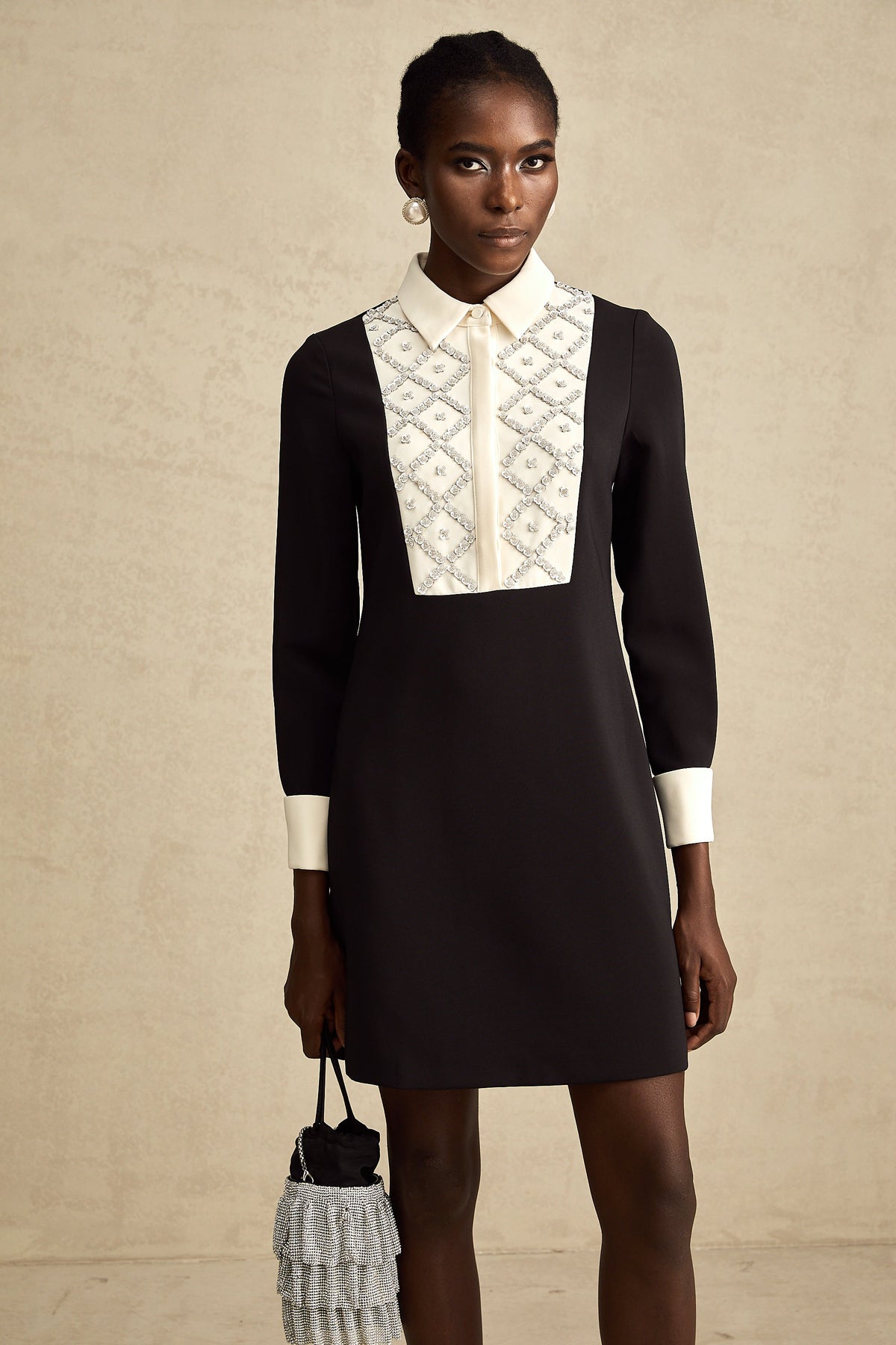 Esmée contrast-color embellished mini dress