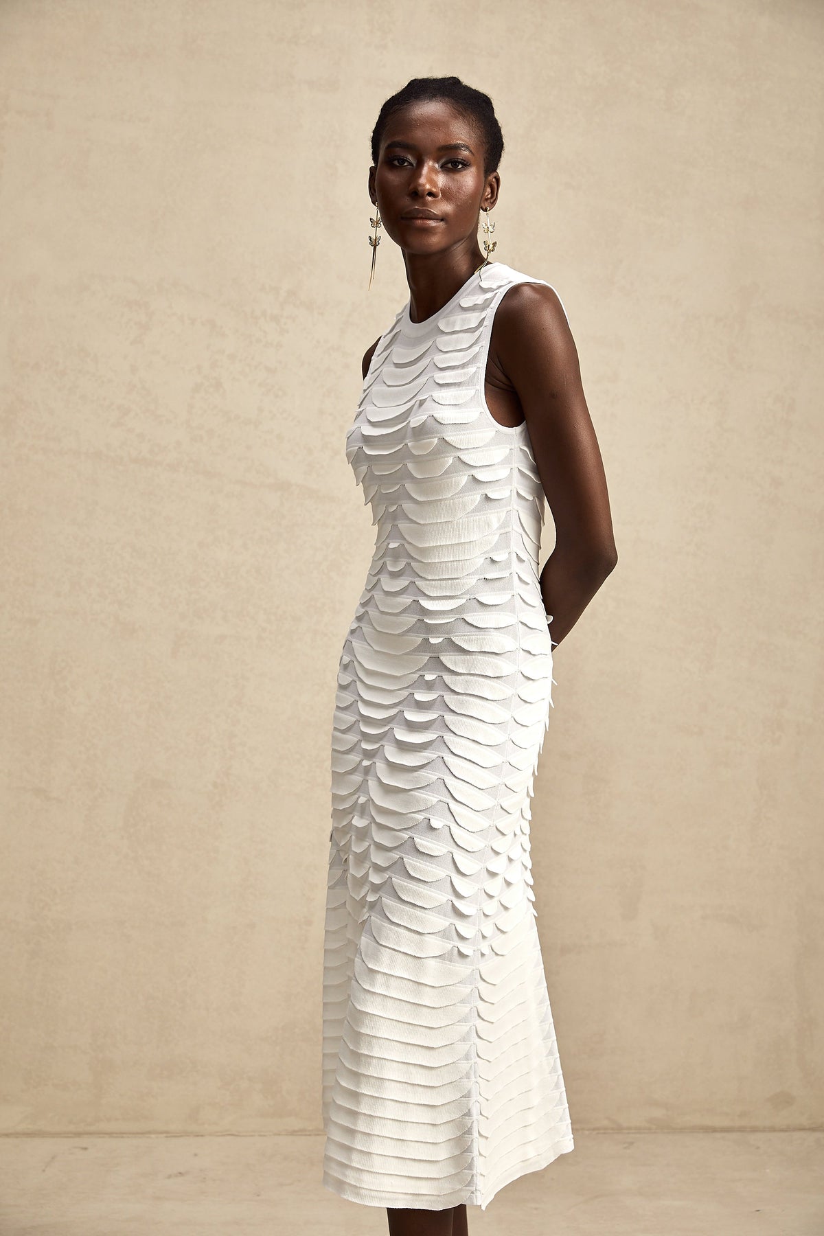 Anna snake-pattern godet midi dress