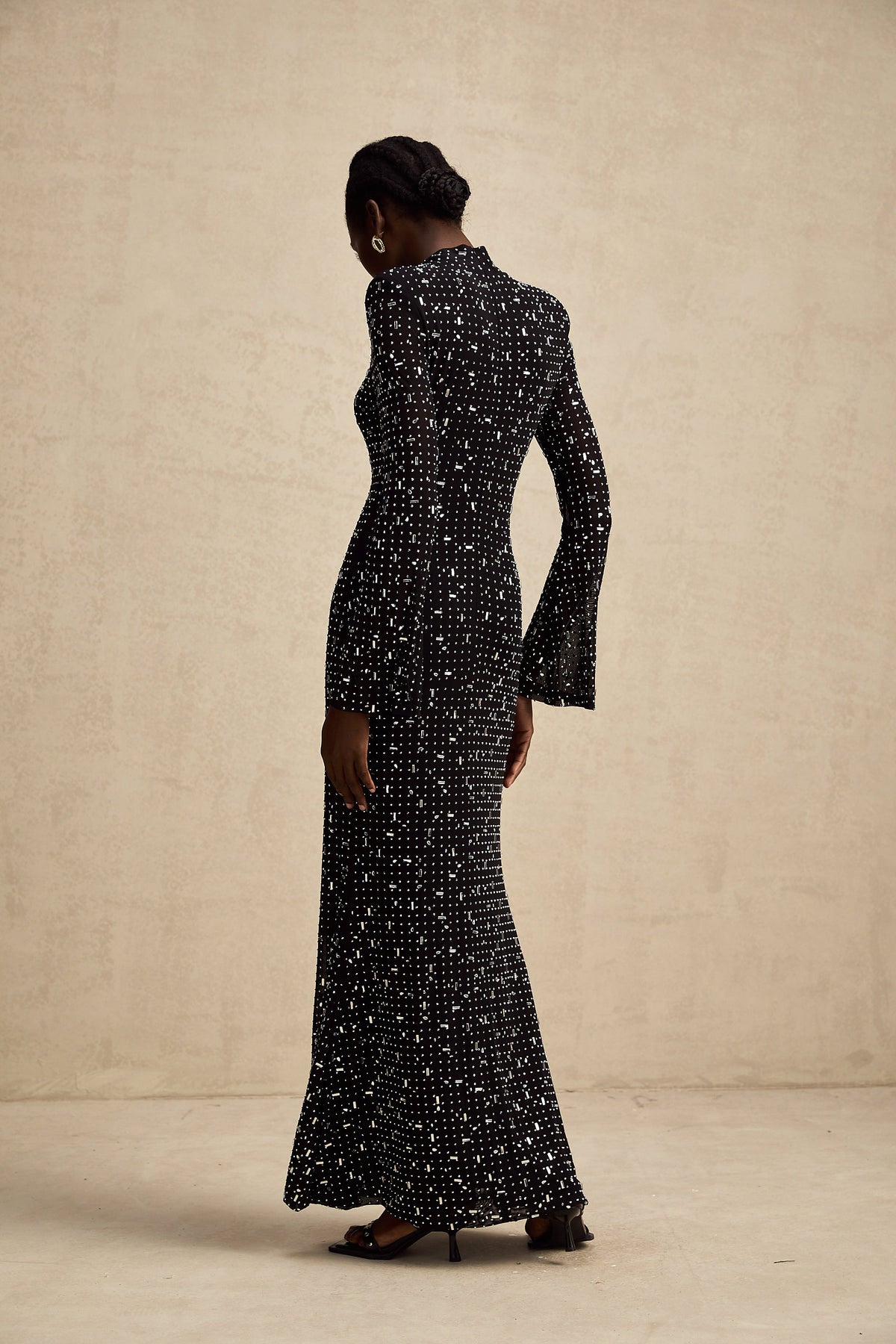 Léna black embellished semi-sheer maxi dress (Final Sale)