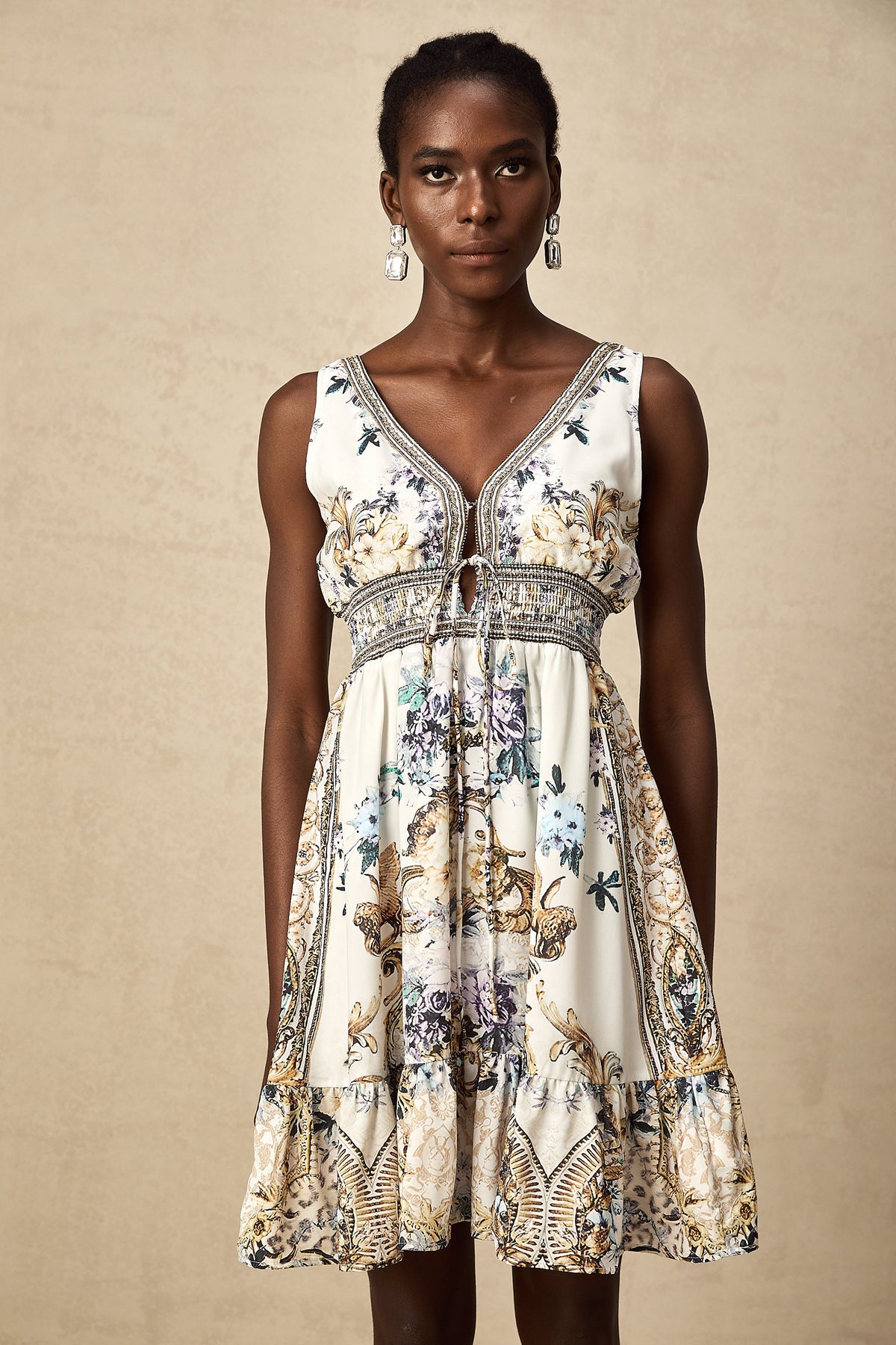 Fatou v-neck floral-print mini dress