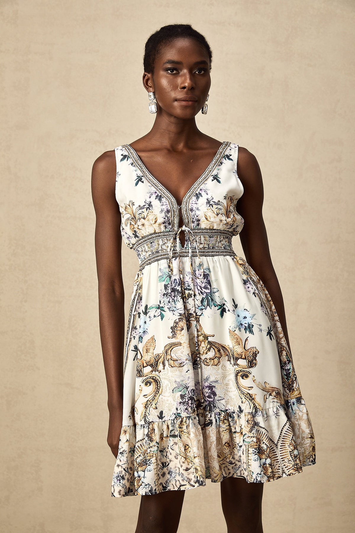 Fatou v-neck floral-print mini dress