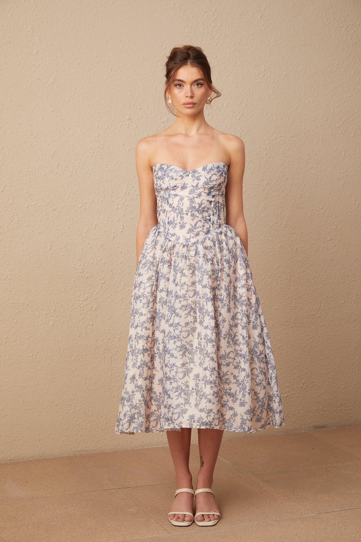 Fanny floral-print off-shoulder midi dress