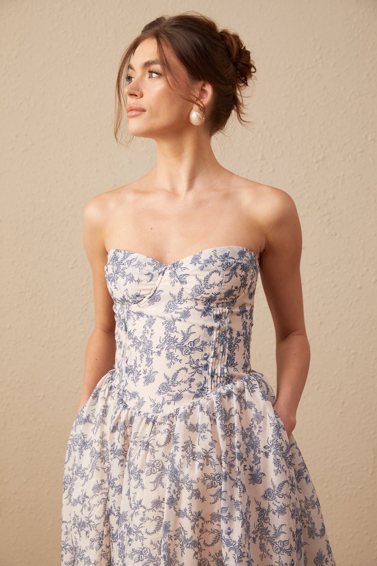 Fanny floral-print off-shoulder midi dress