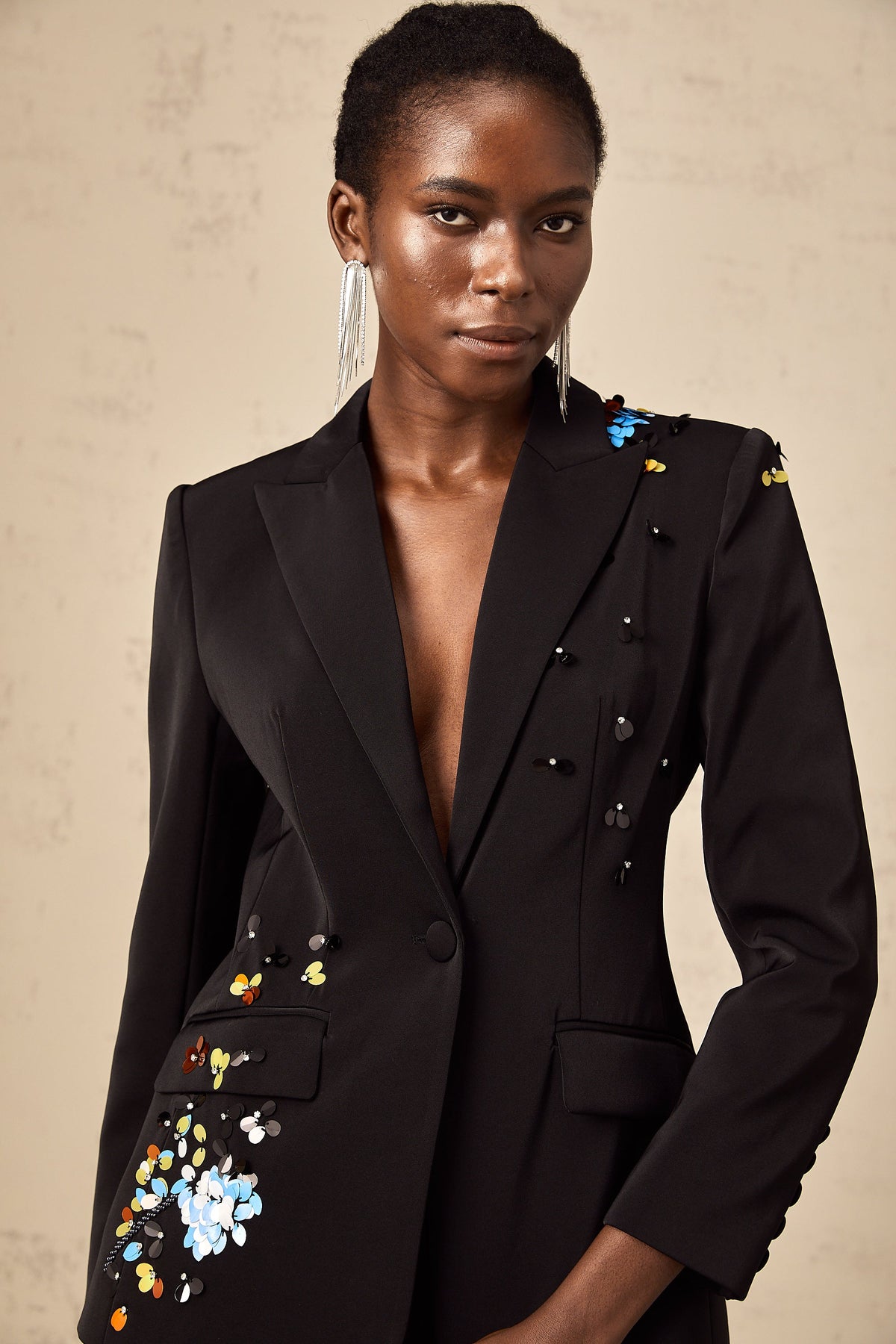 Simona black sequined blazer & trousers matching set (Final Sale-US Only)