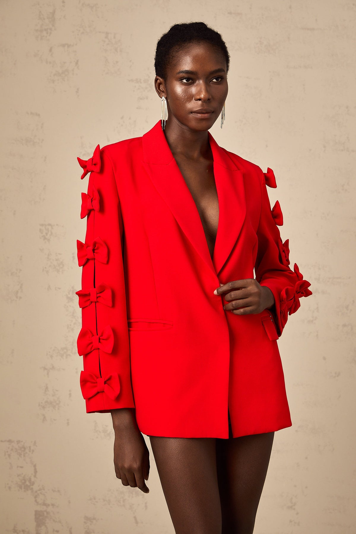 Bella red bowknot cut-out blazer (Final Sale-US Only)