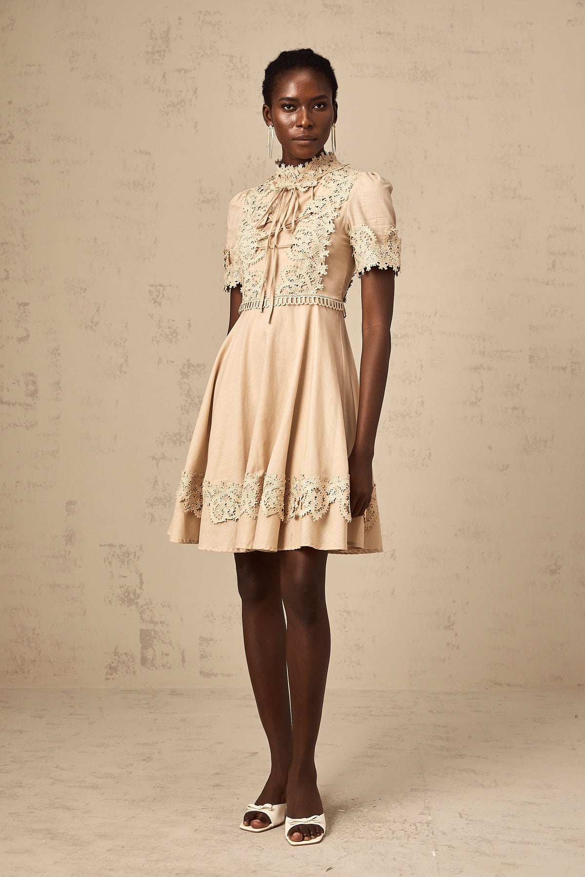 Axelle corded-lace flared mini dress