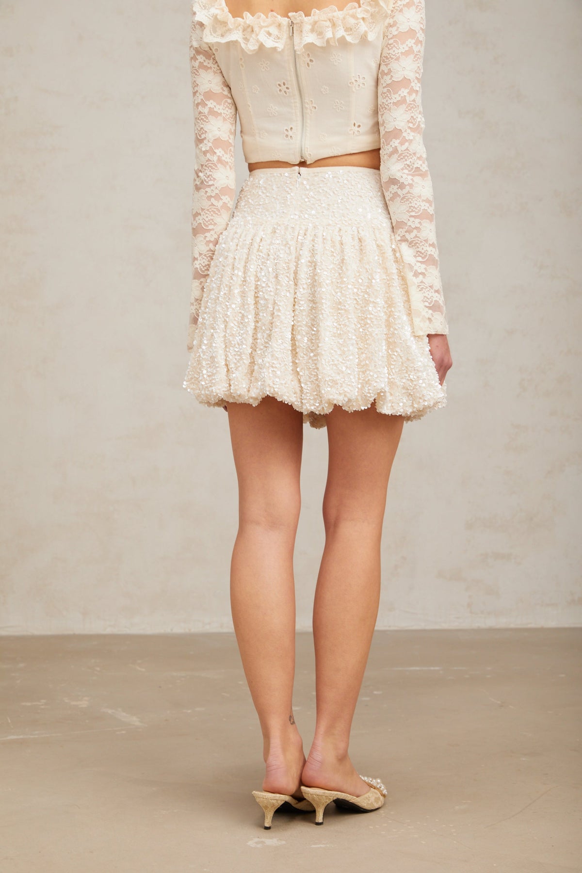 Tiphaine pleated sequined mini skirt