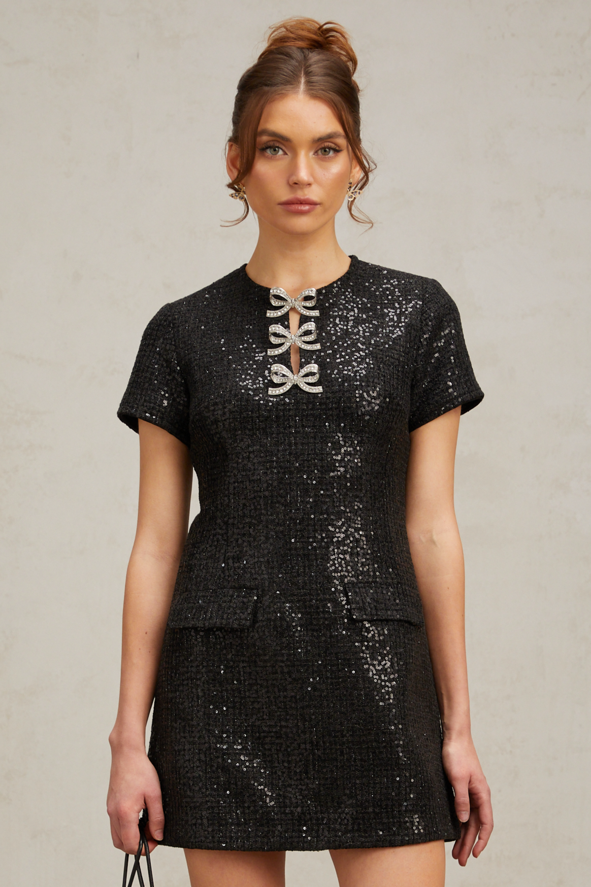 Herben black glitter mini dress