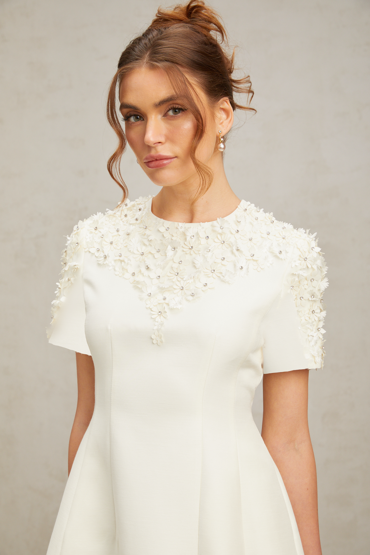 Adrienne floral-appliqué mini dress