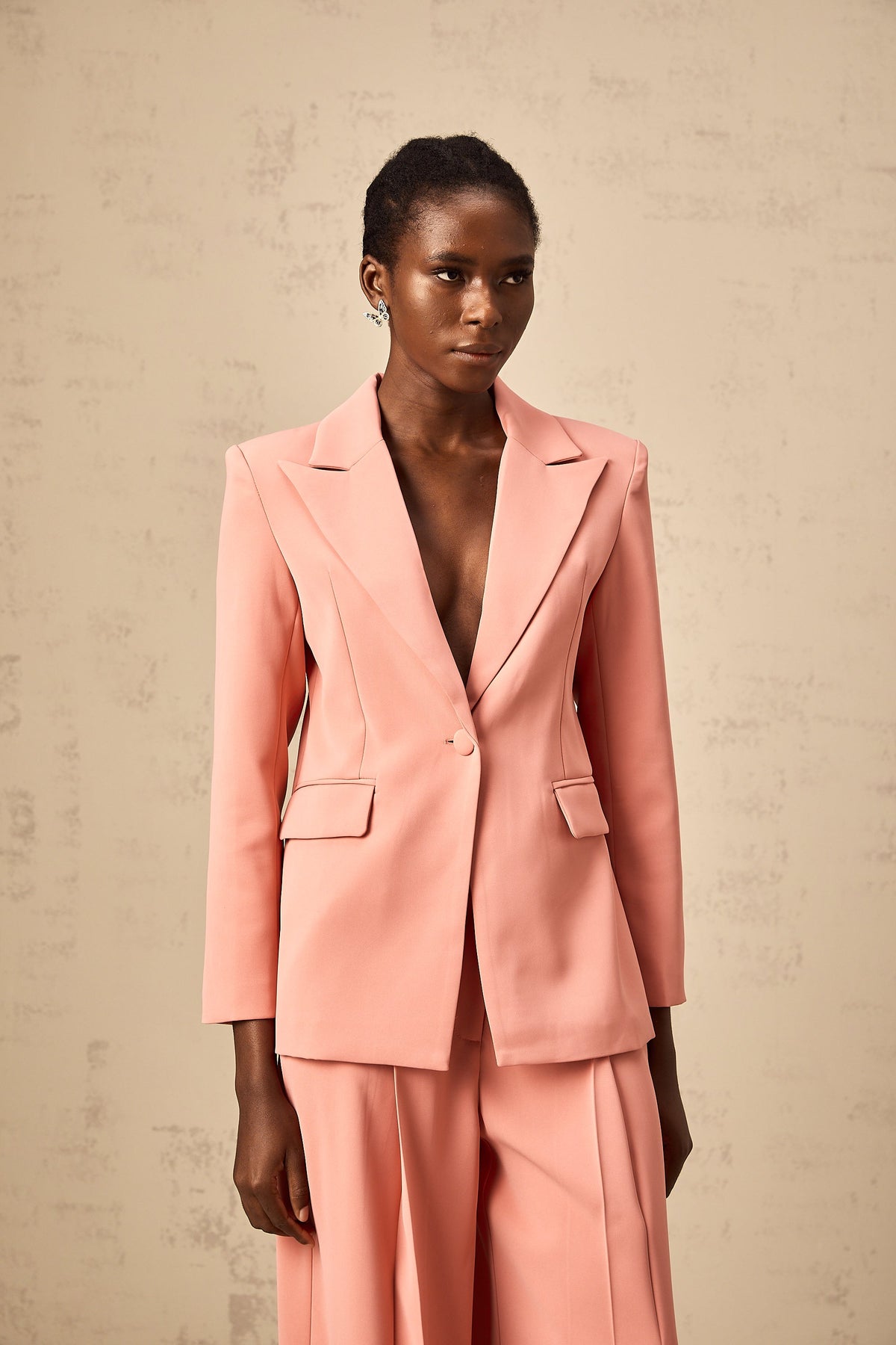 Zoé pink embroidered cut-out blazer & trousers matching set