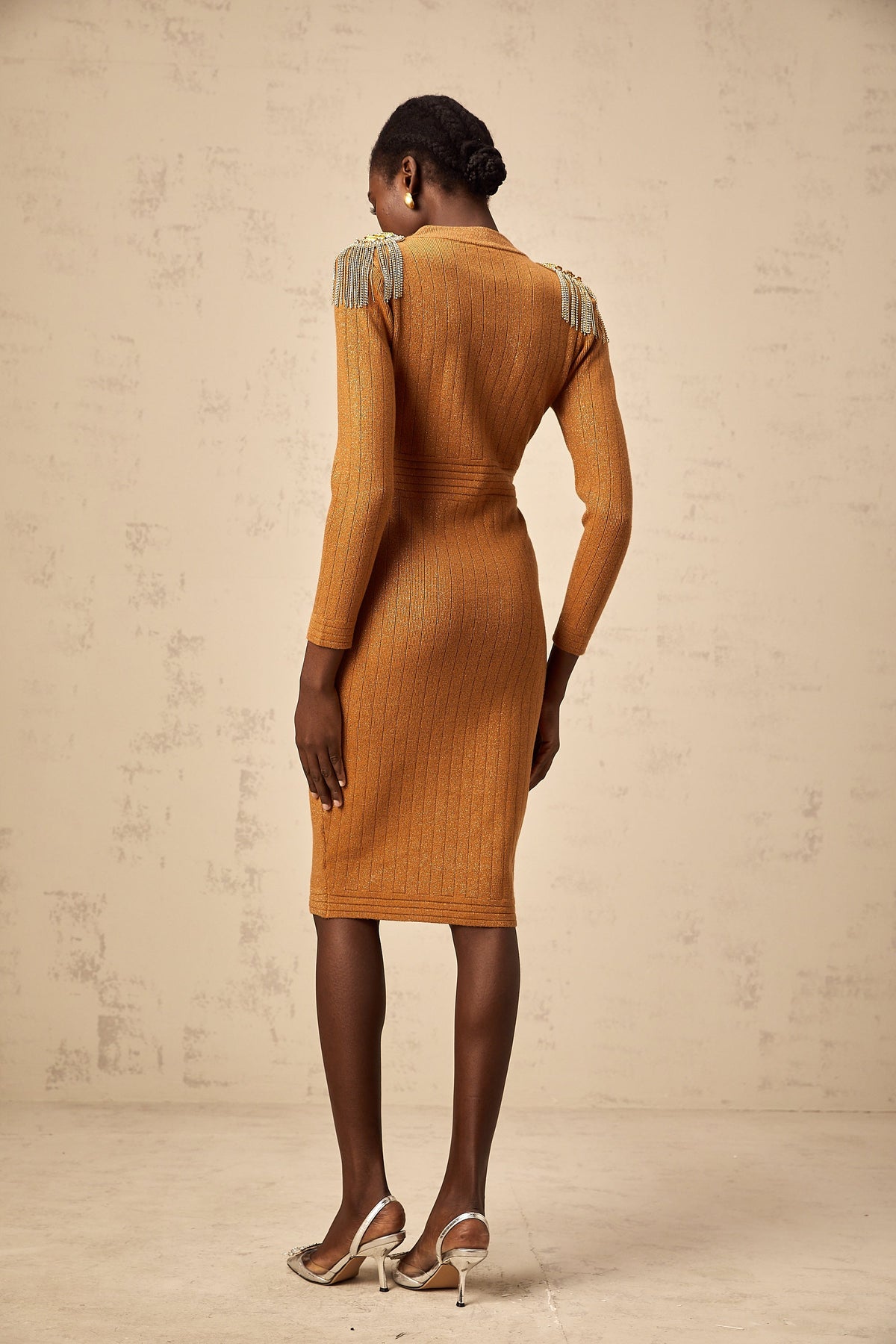 Renata epaulet-design ribbed-knit midi dress (Final Sale-US Only)