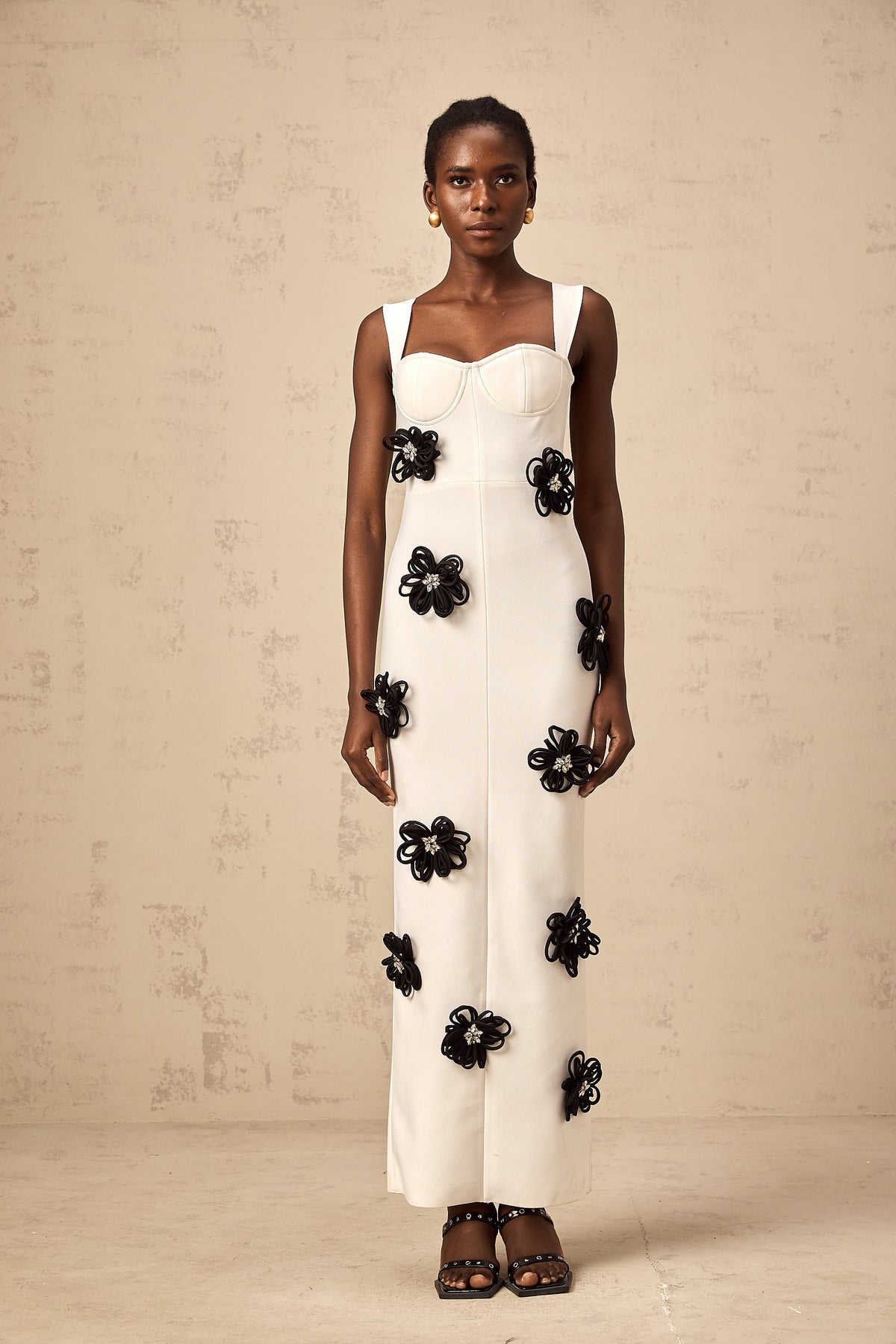 Olivia white floral-appliqué bandage maxi dress (Final Sale-US Only)