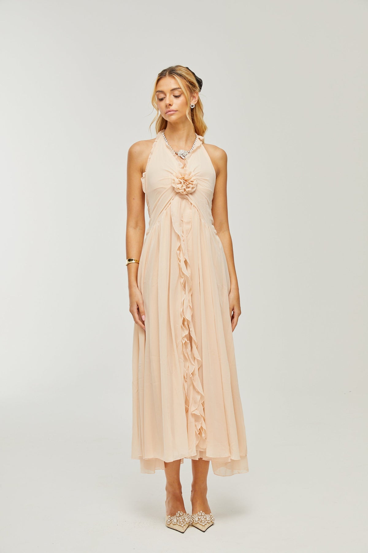 Élodie ruffled faux-flower maxi dress (Final Sale-US Only)