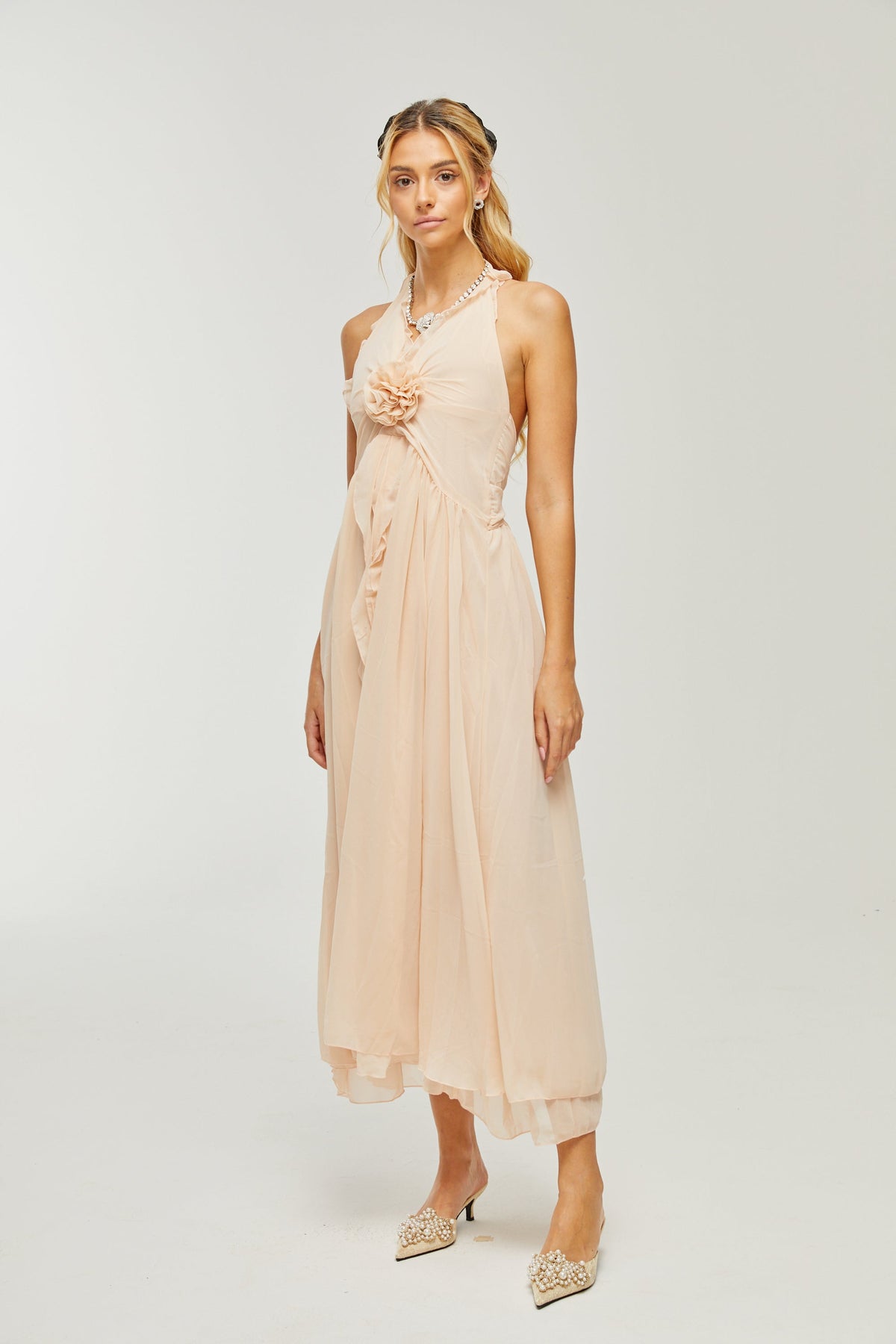 Élodie ruffled faux-flower maxi dress (Final Sale-US Only)