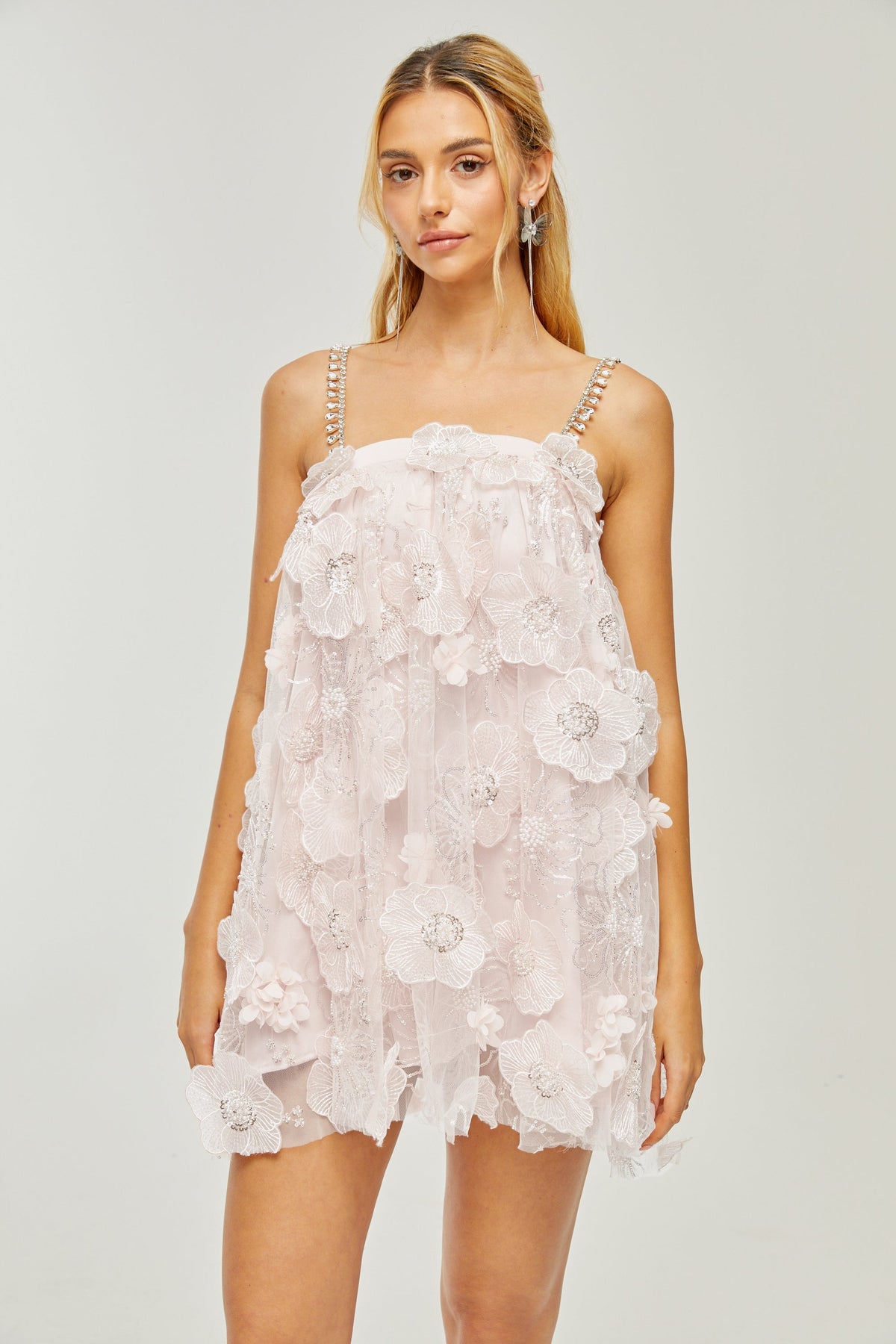 Valérie crystal-embellished floral mini dress