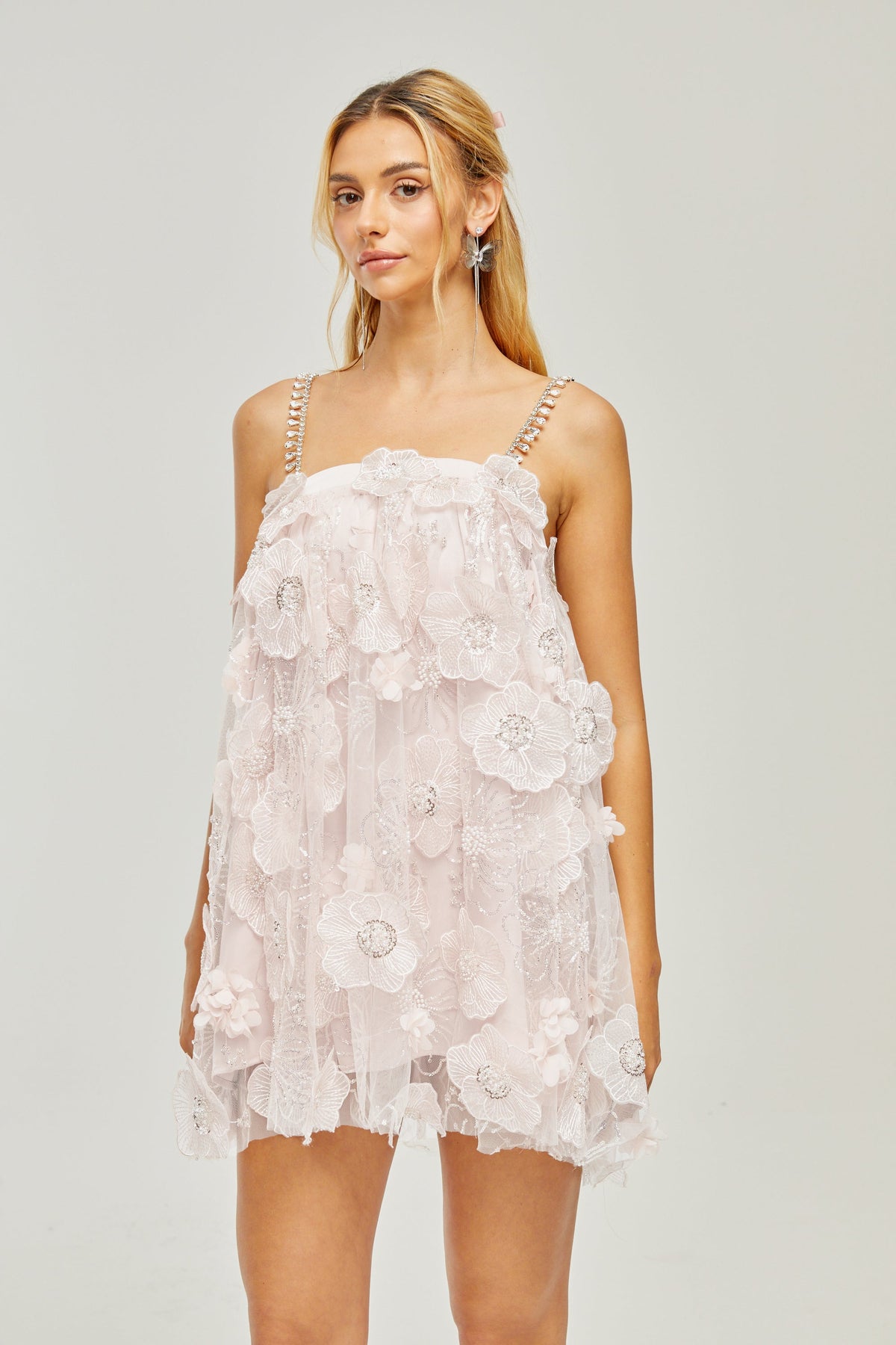 Valérie crystal-embellished floral mini dress