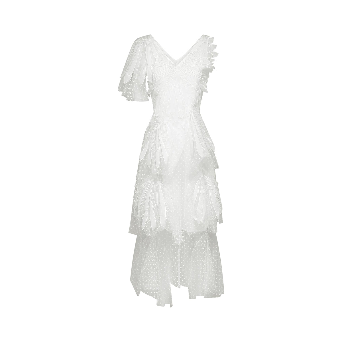 Solène faux-feather pleated midi dress