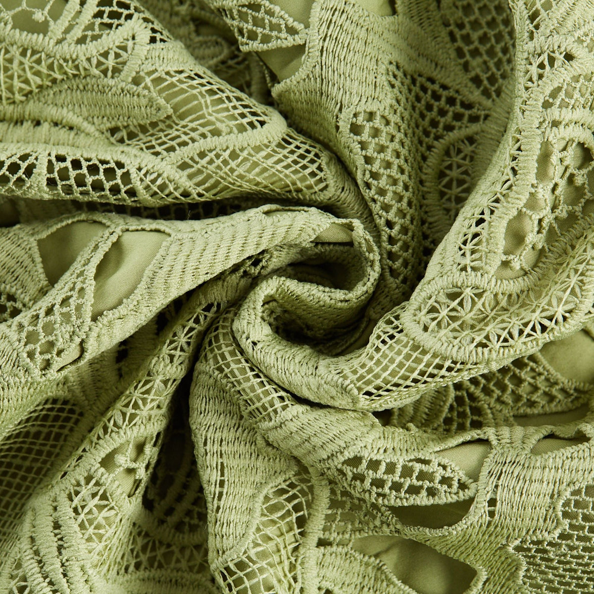 Inès lace floral embroidered cut-out midi dress in Green (Final Sale-US Only)