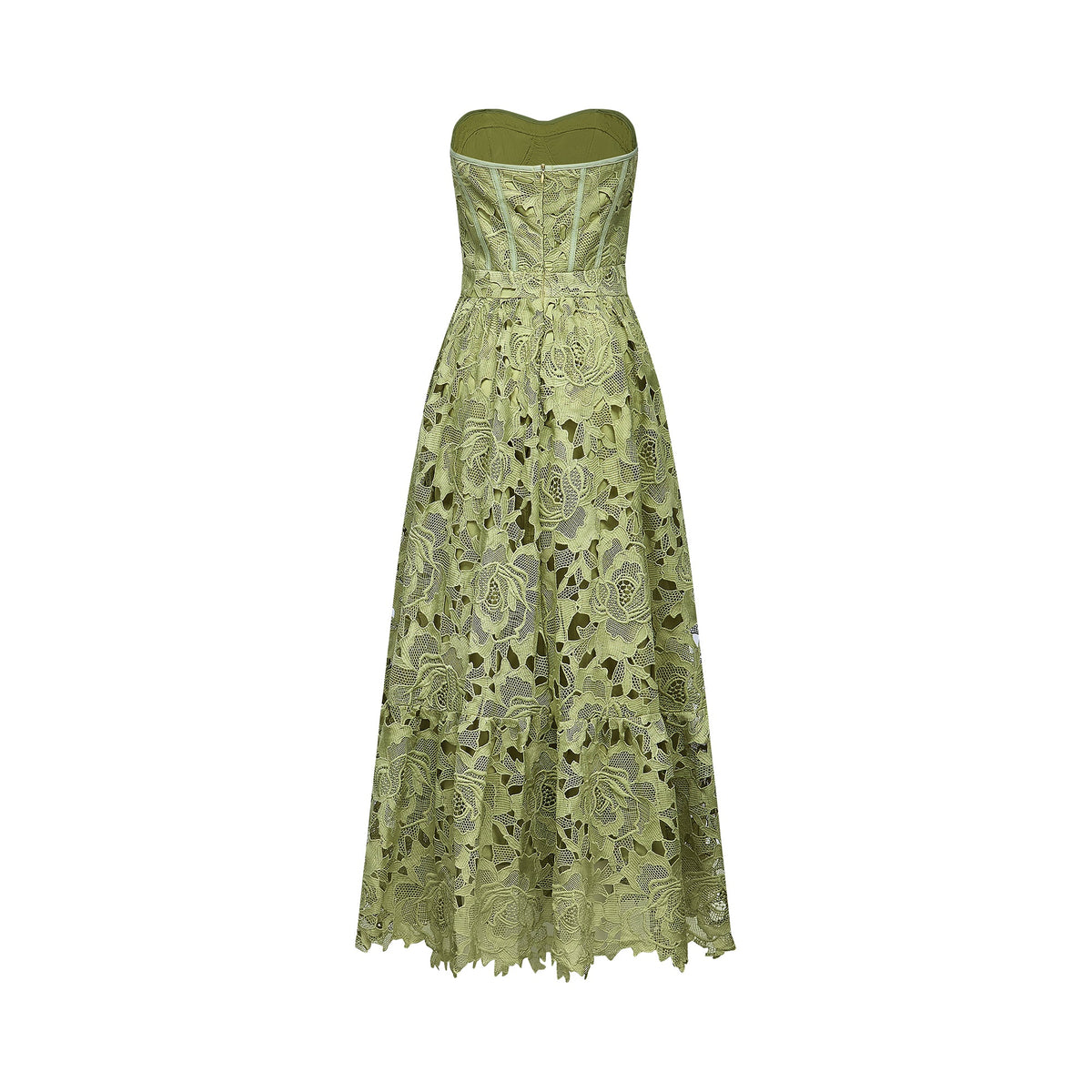 Inès lace floral embroidered cut-out midi dress
