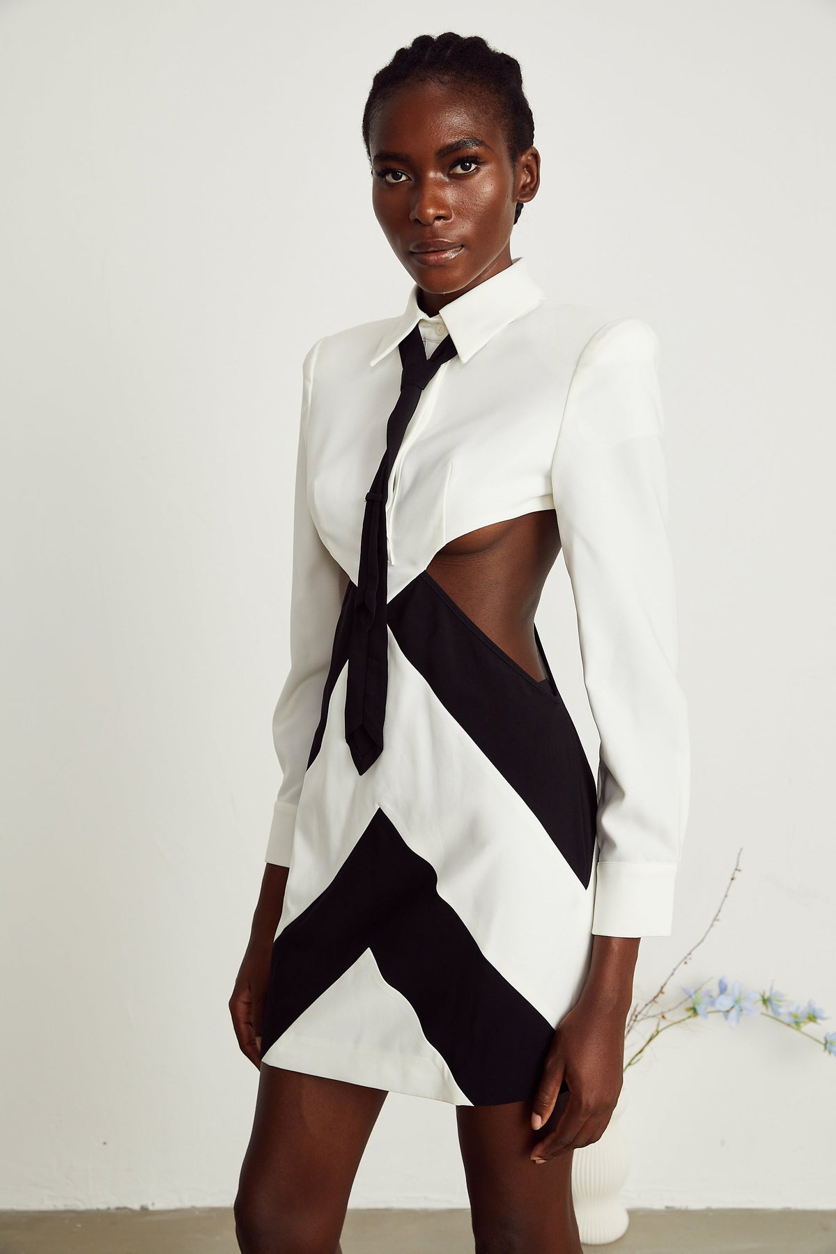 Ophelia neck-tie cut-out mini dress