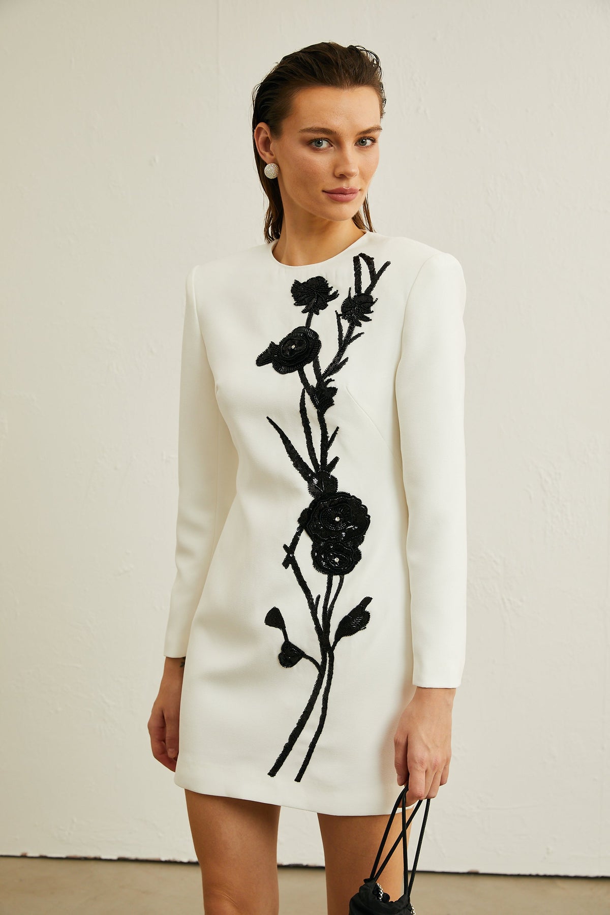 Vanessa white faux-flower embellished mini dress (Final Sale-US Only)