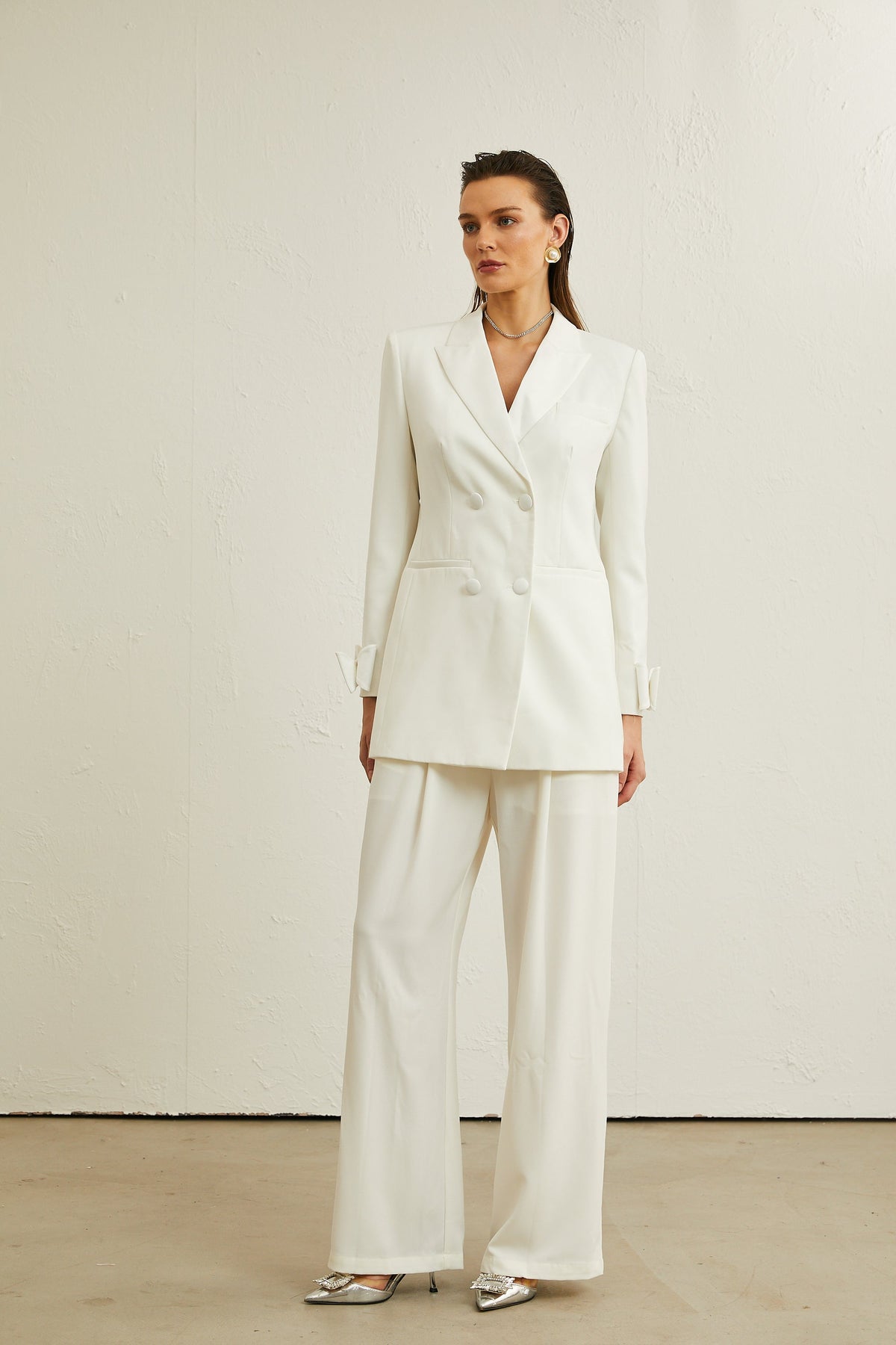 Margaux white bow-embellished wool jacket (Final Sale-US Only)