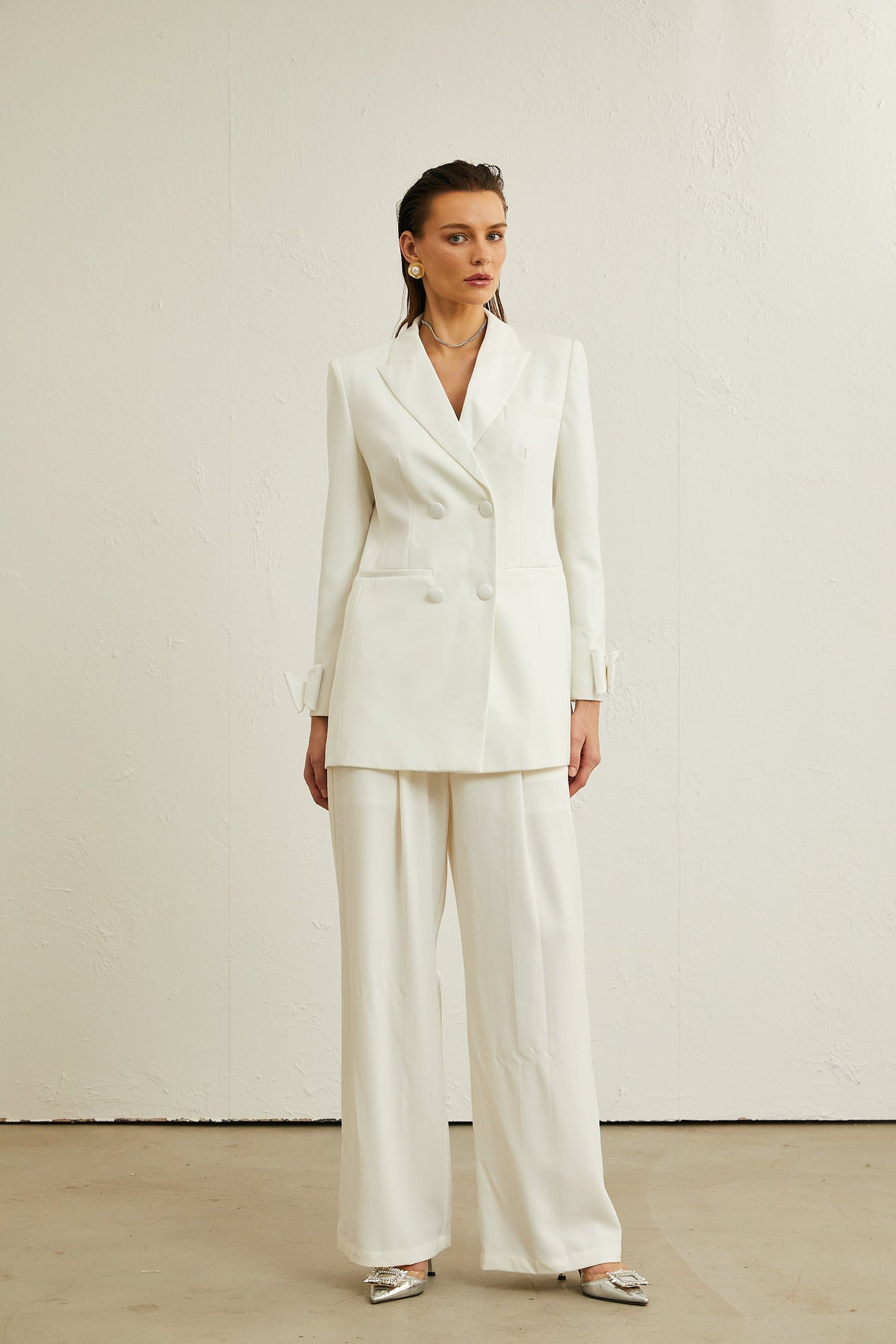 Margaux white bow-embellished wool jacket (Final Sale-US Only)