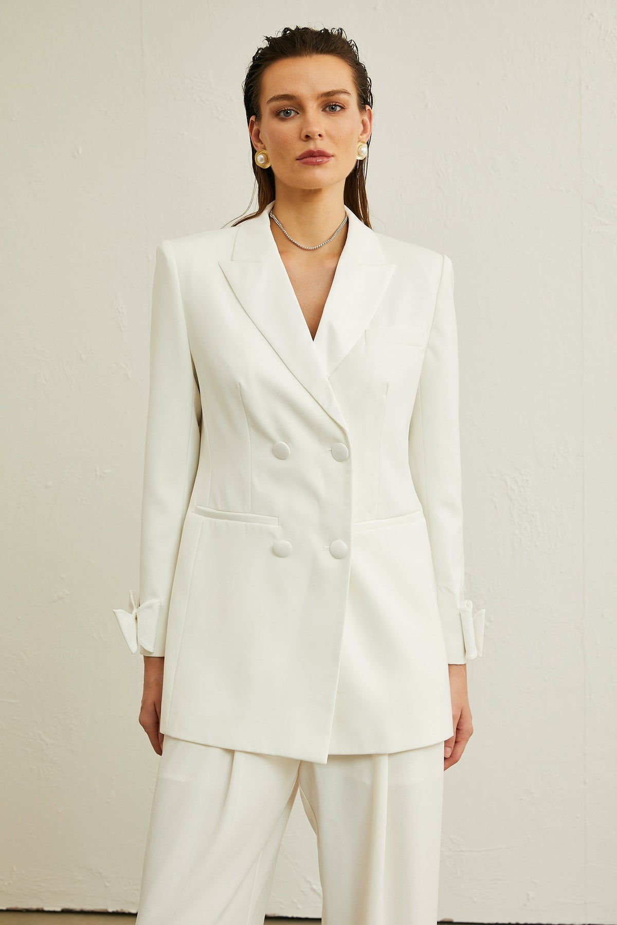 Margaux white bow-embellished wool jacket (Final Sale-US Only)
