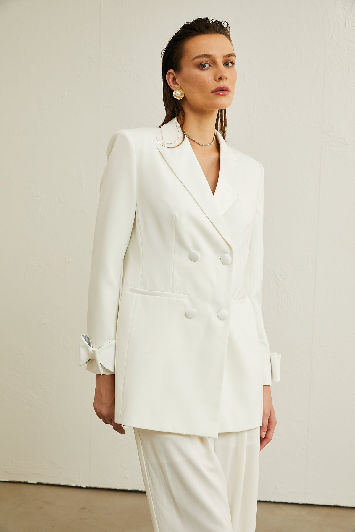 Margaux white bow-embellished wool jacket (Final Sale-US Only)