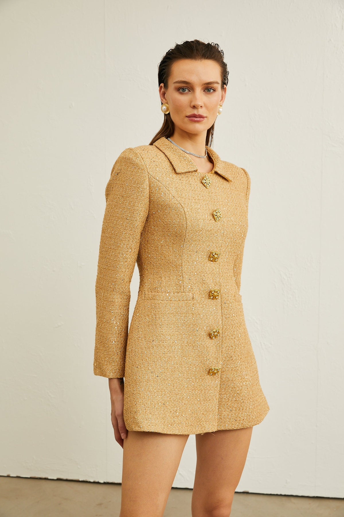 Morgane tweed long-sleeve mini dress (Final Sale)