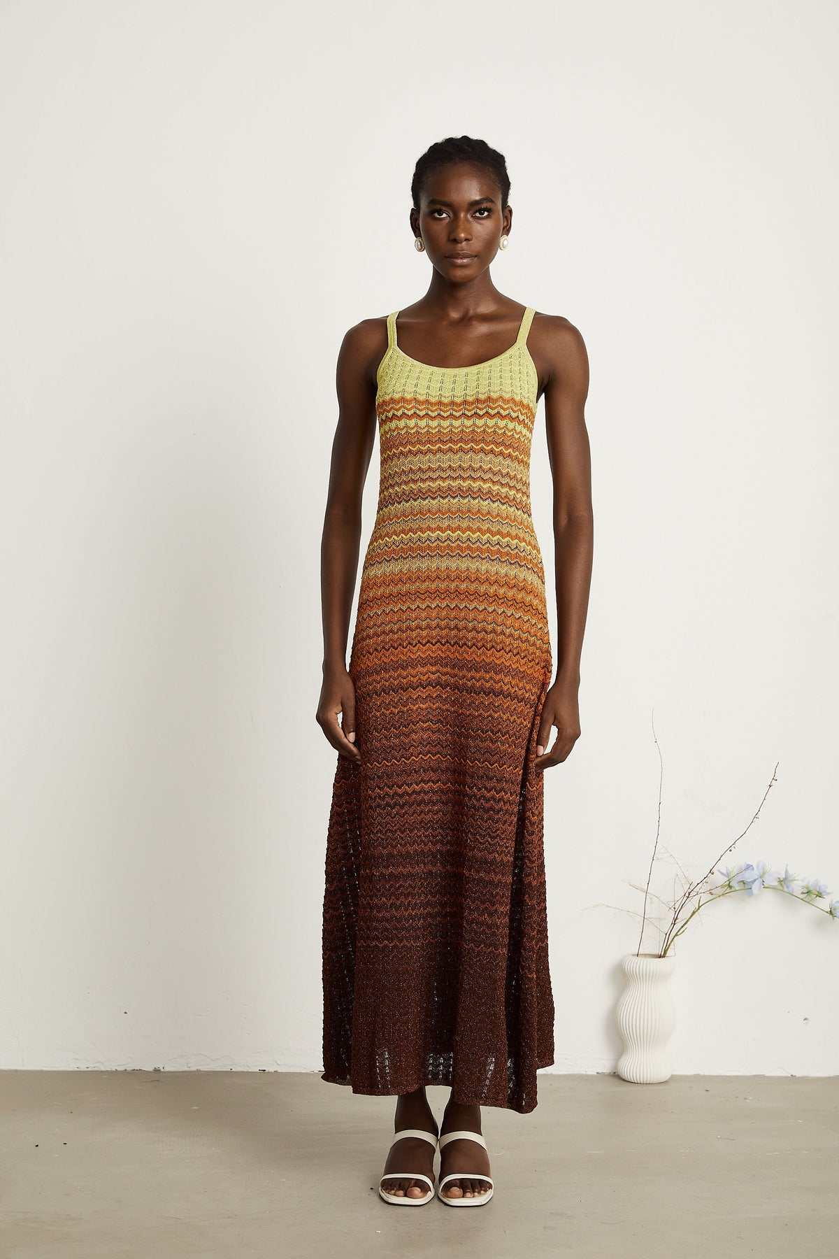 Delphine gradient knitted midi dress