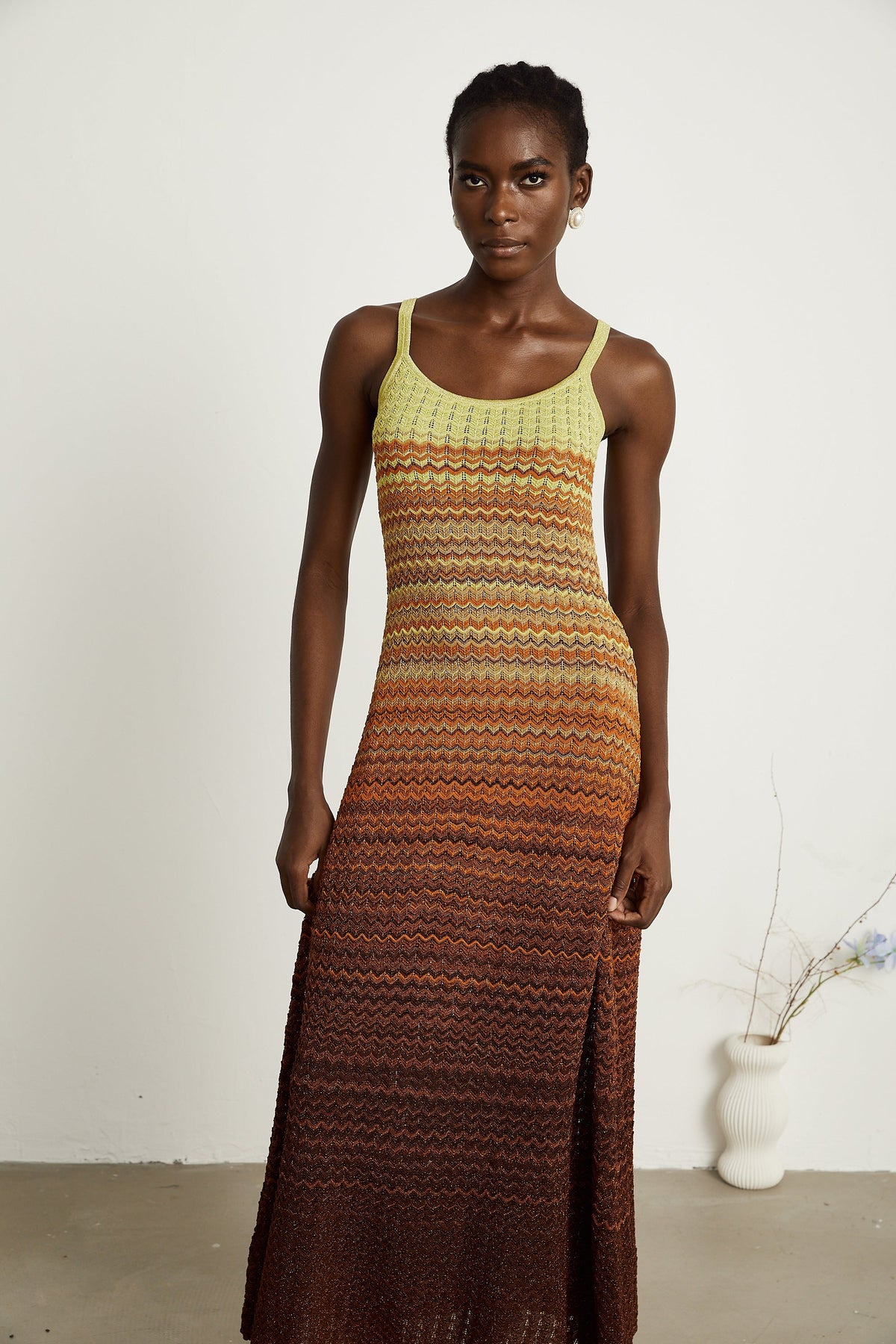 Delphine gradient knitted midi dress