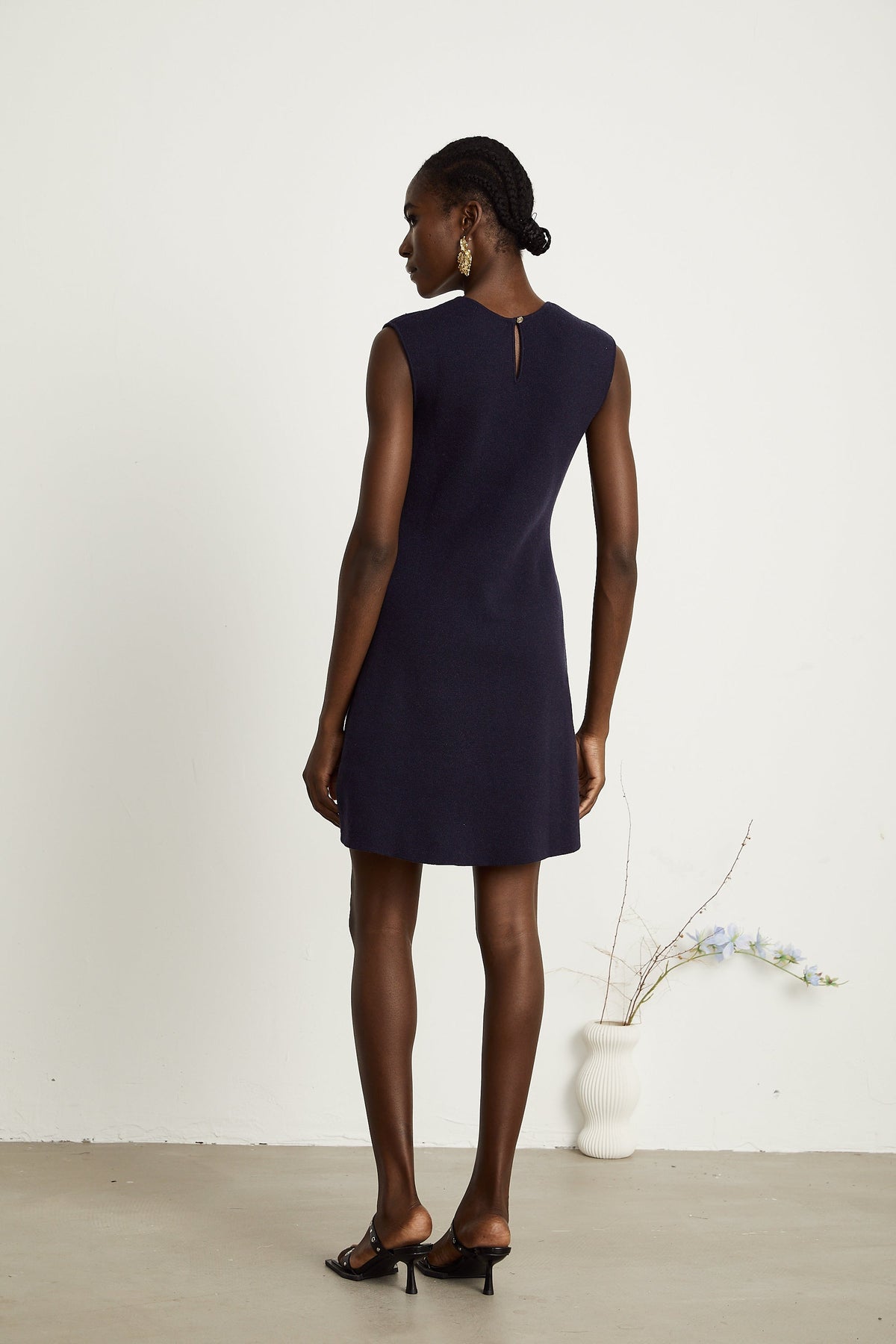 Clarisse dark-blue knitted top & dress matching set
