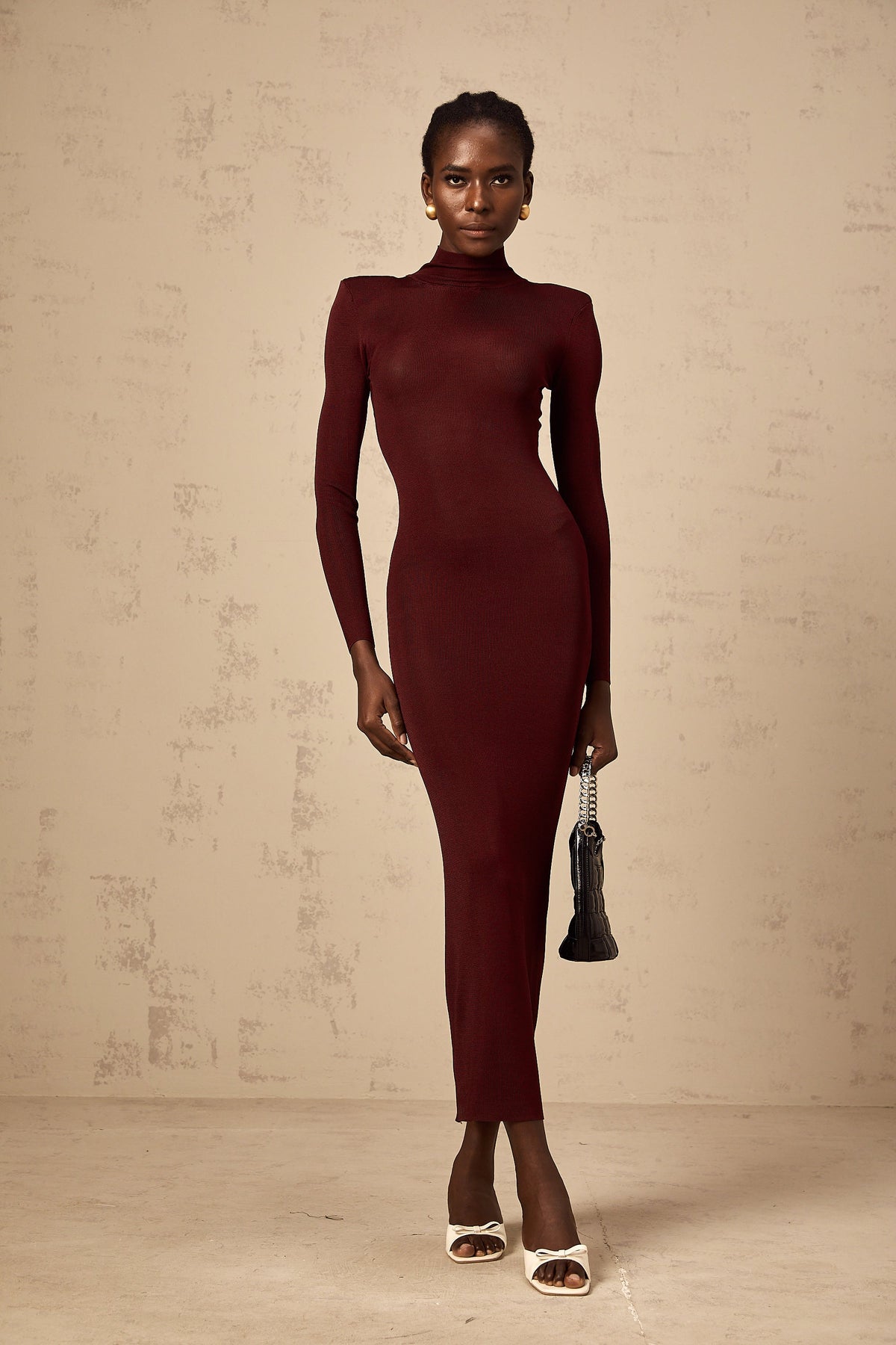Eléa red semi-sheer knitted midi dress (Final Sale-US Only)