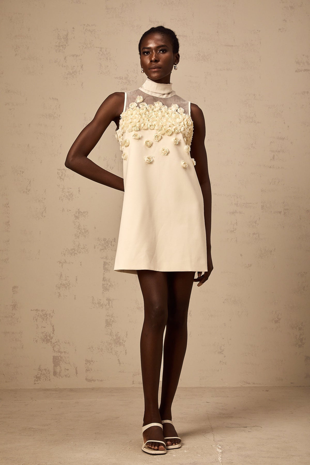 Claire faux-flower sleeveless mini dress (Final Sale-US Only)