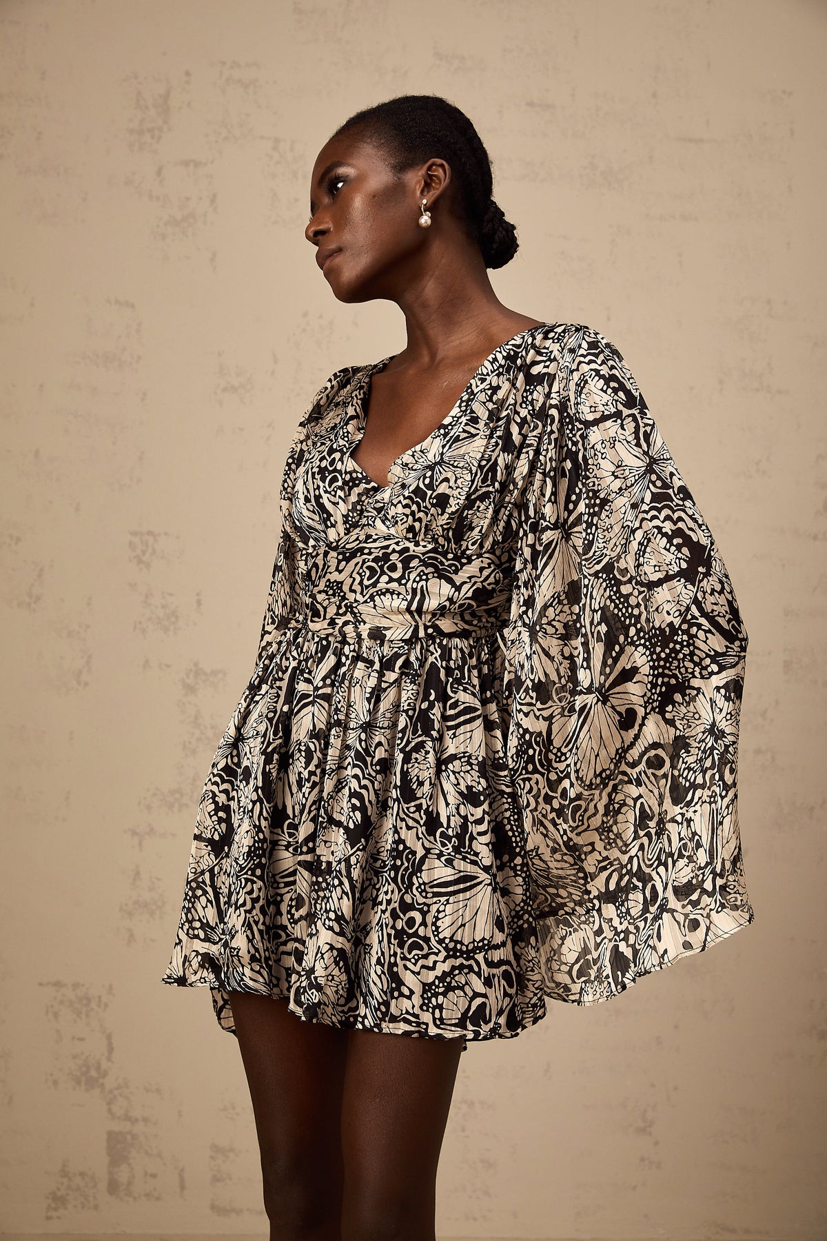 Perrine pattern-print V-neck mini dress