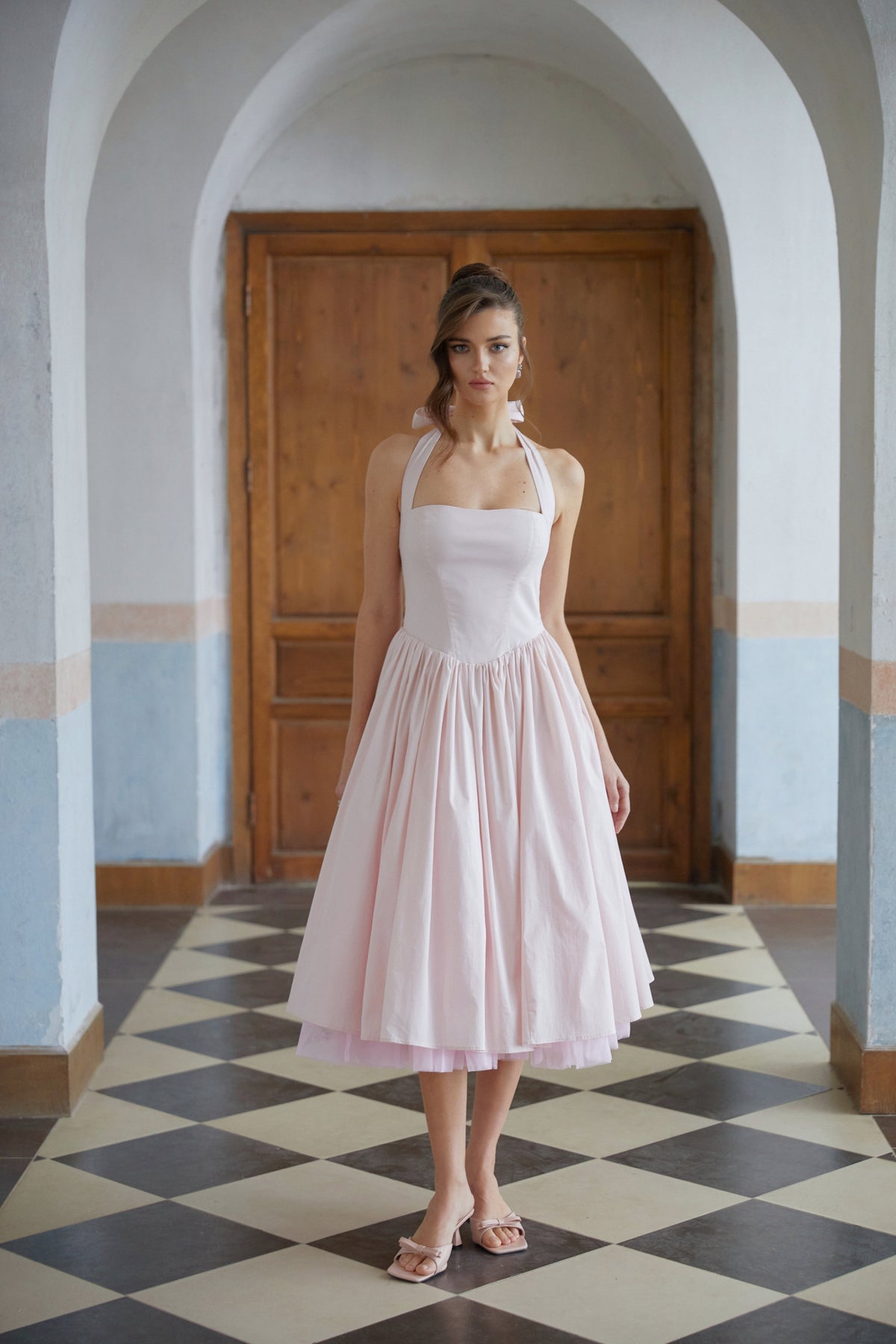 Eponine Pink Layered Flared Hem Midi Dress (Final Sale-US Only)