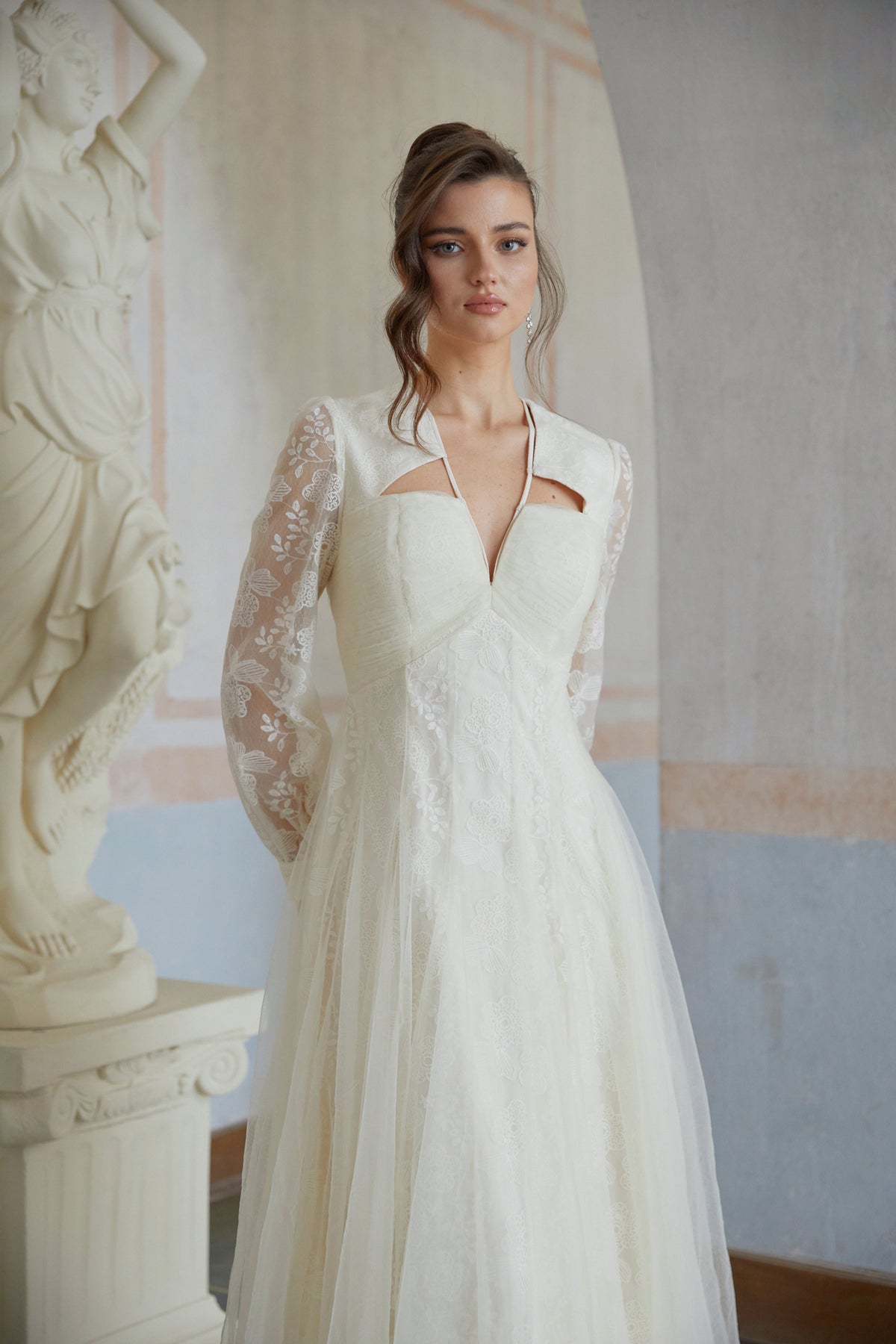 Eirlys White Floral Lace Tulle Midi Dress (Final Sale)