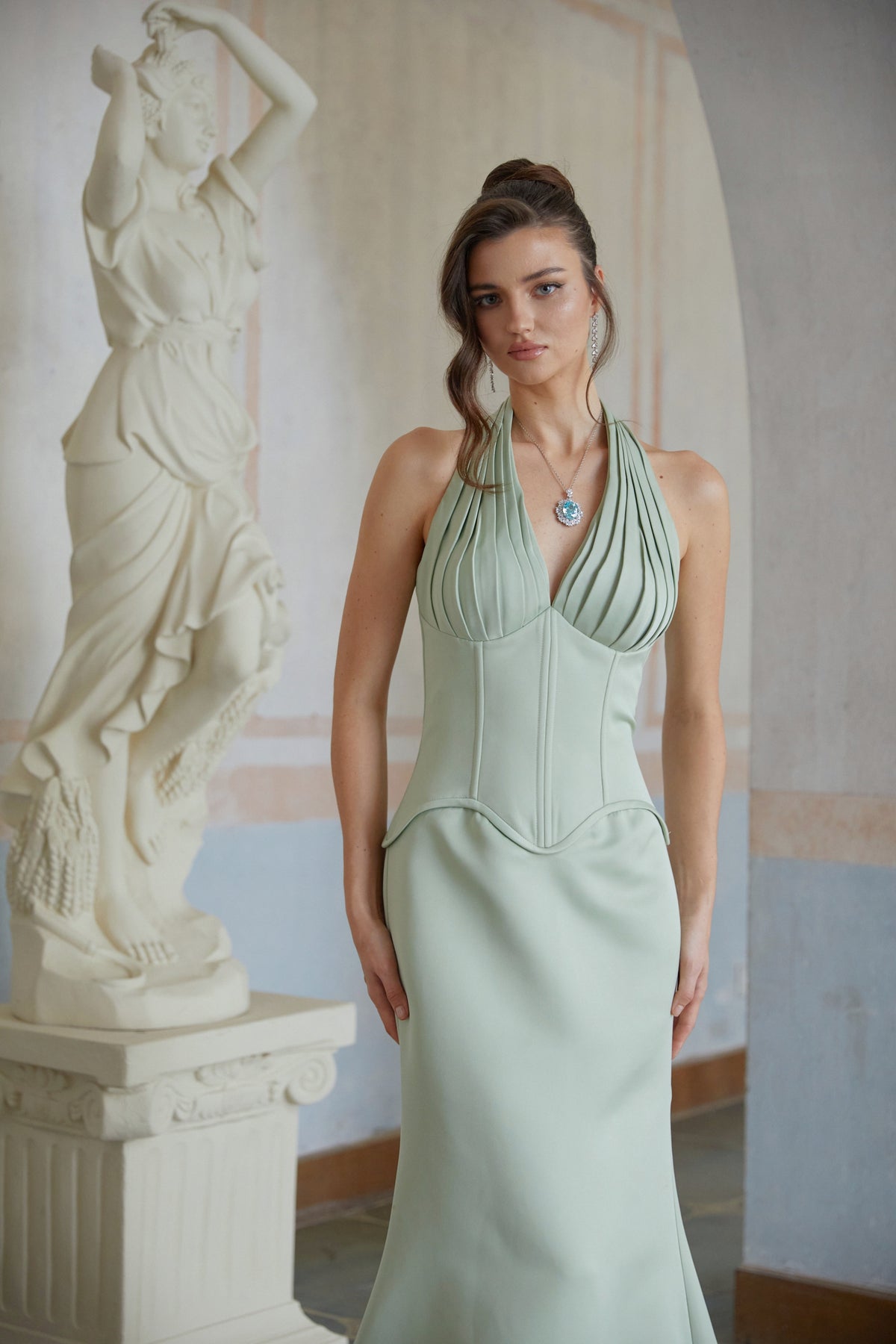 Aurélie Green Halterneck Mermaid Maxi Dress (Final Sale)