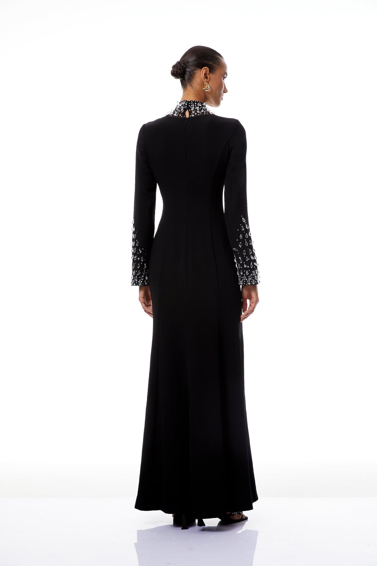 Oona Black Embellished Flared Maxi Gown (Final Sale)