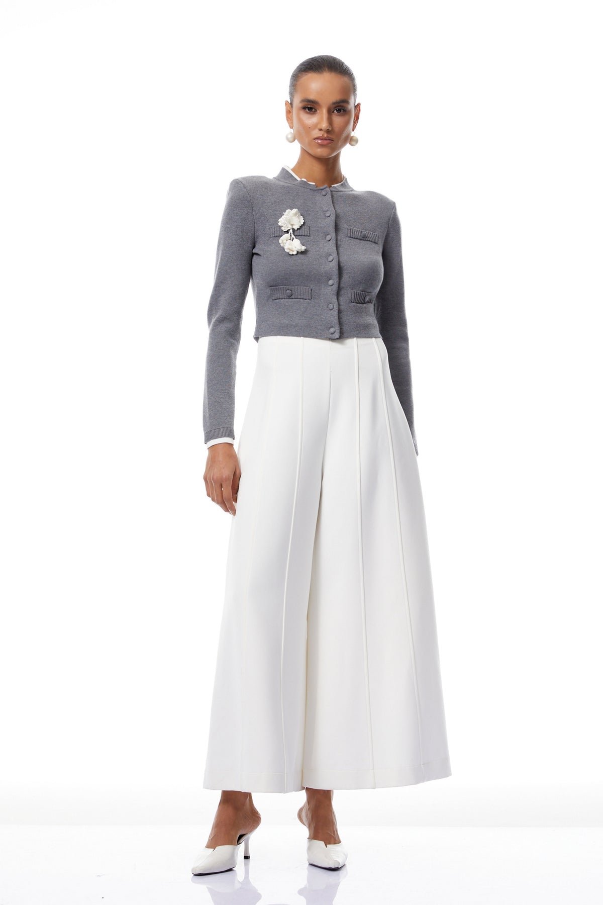 Lisette Grey 3D Petal Knit Cardigan (Final Sale)