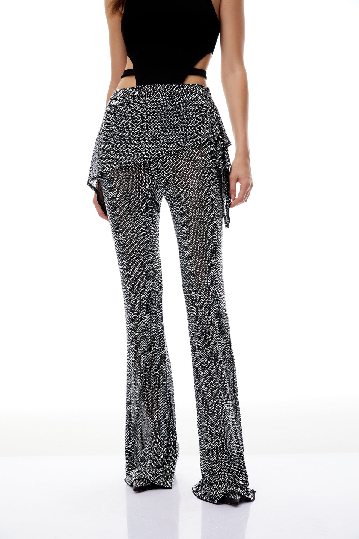 Wilhemine Sliver Rhinestone Flared Trousers