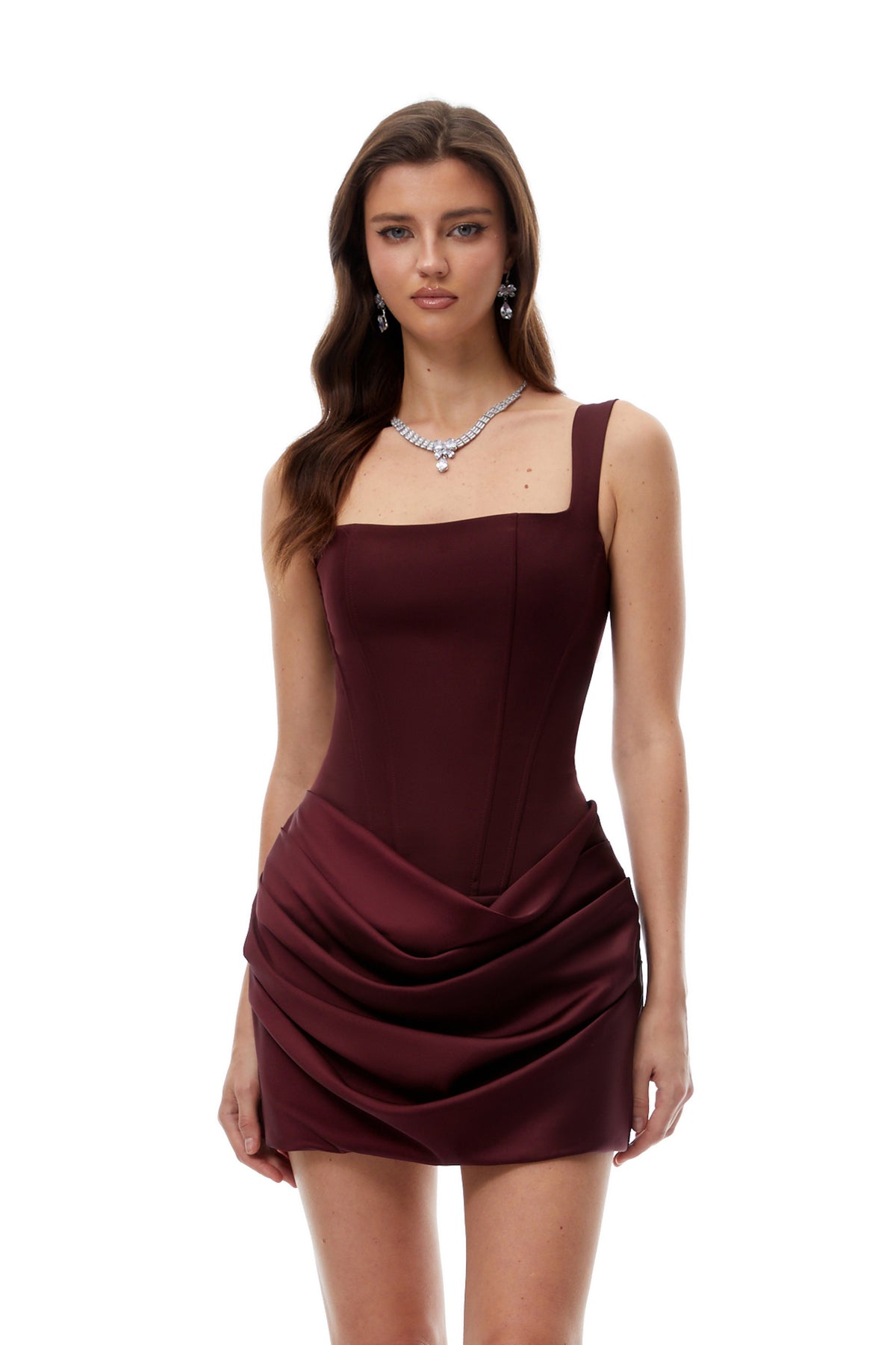 Paulette Red Ruched Bodycon Mini Dress (Final Sale-US Only)
