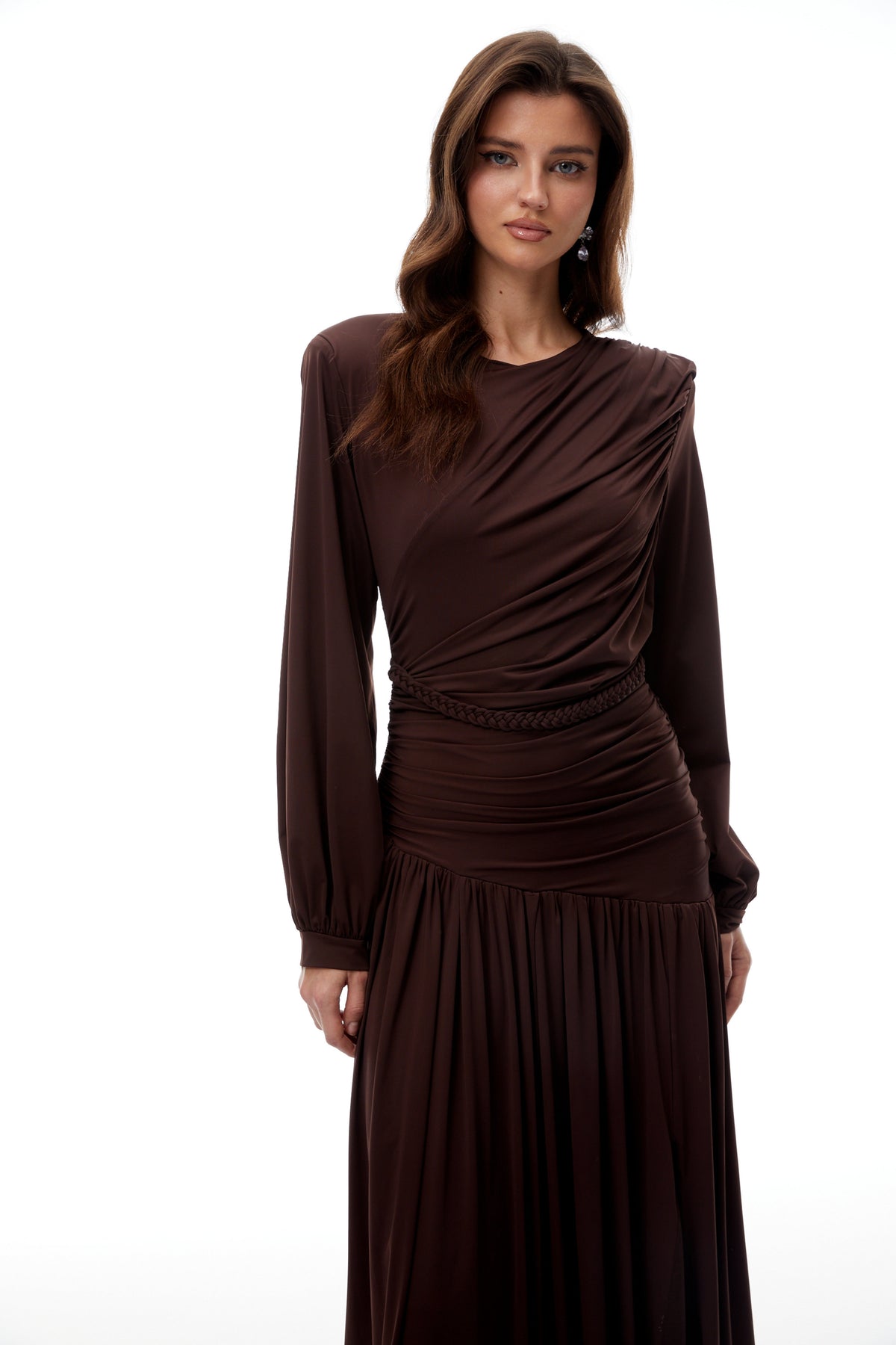 Tabitha Brown Braid Detail Ruched Maxi Dress