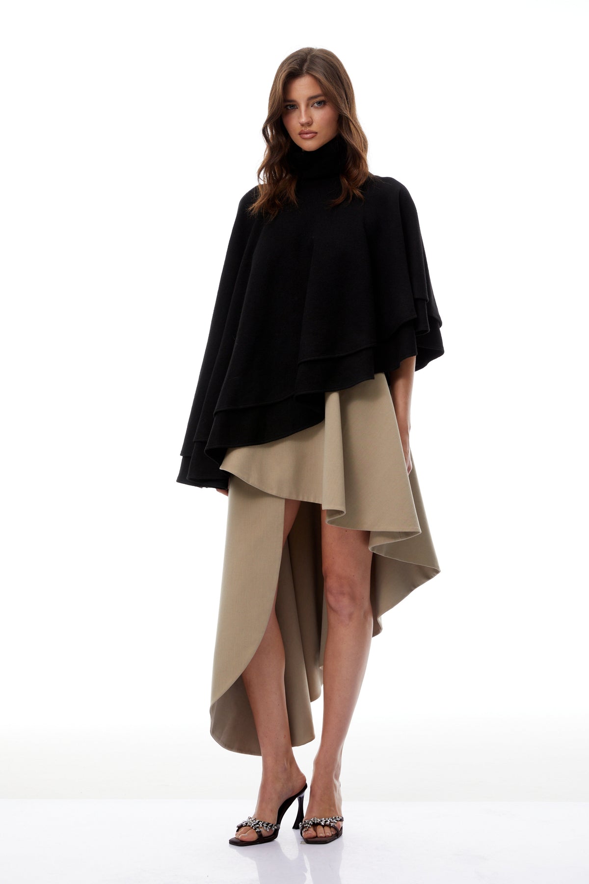 Filomena Grey Draped Asymmetrical Mini Skirt